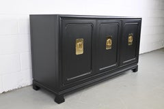 John Widdicomb Mid-Century Modern Black Lacquered Credenza