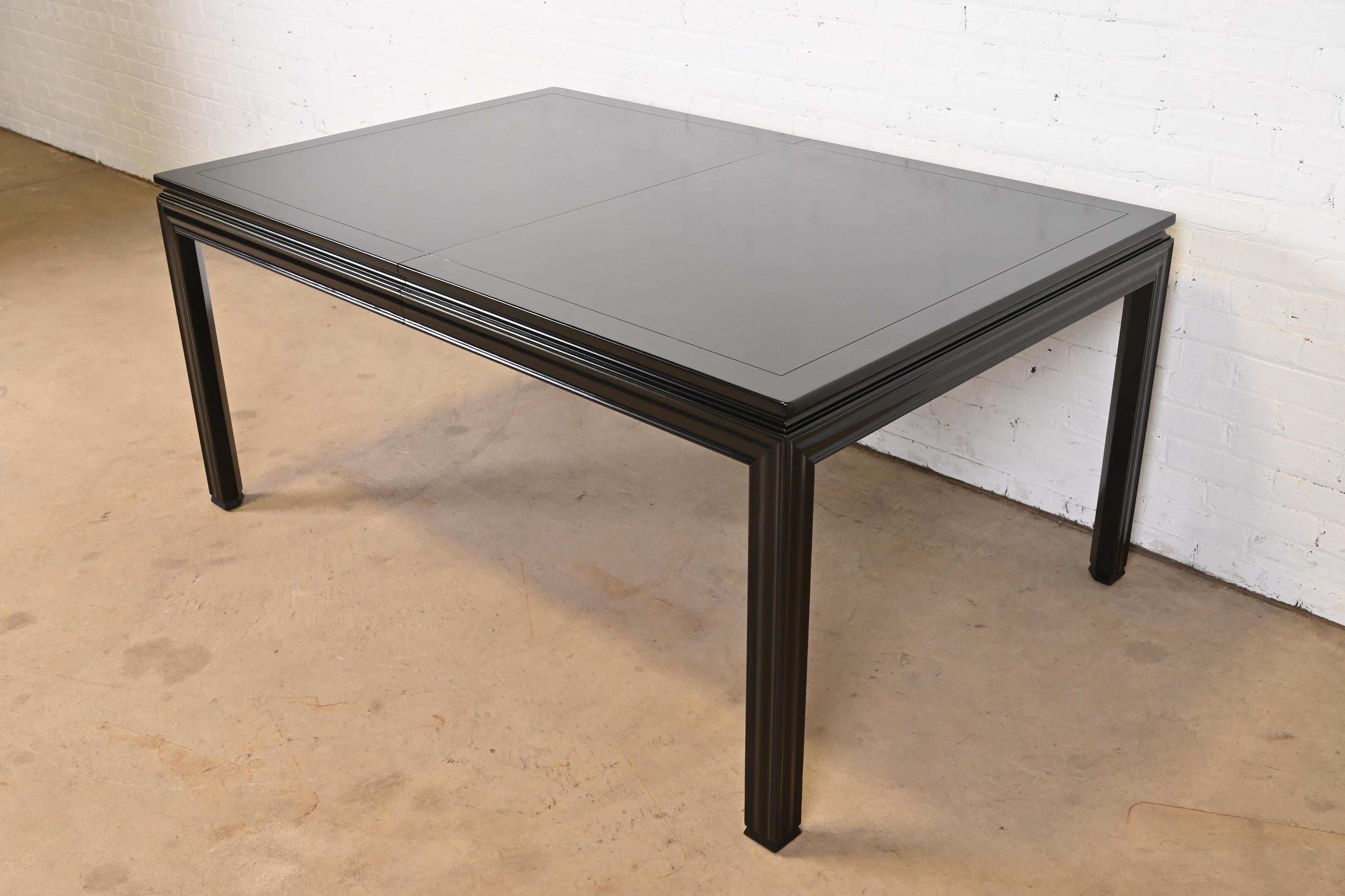 John Widdicomb Mid-Century Modern Black Lacquered Dining Table, Newly Refinished 4