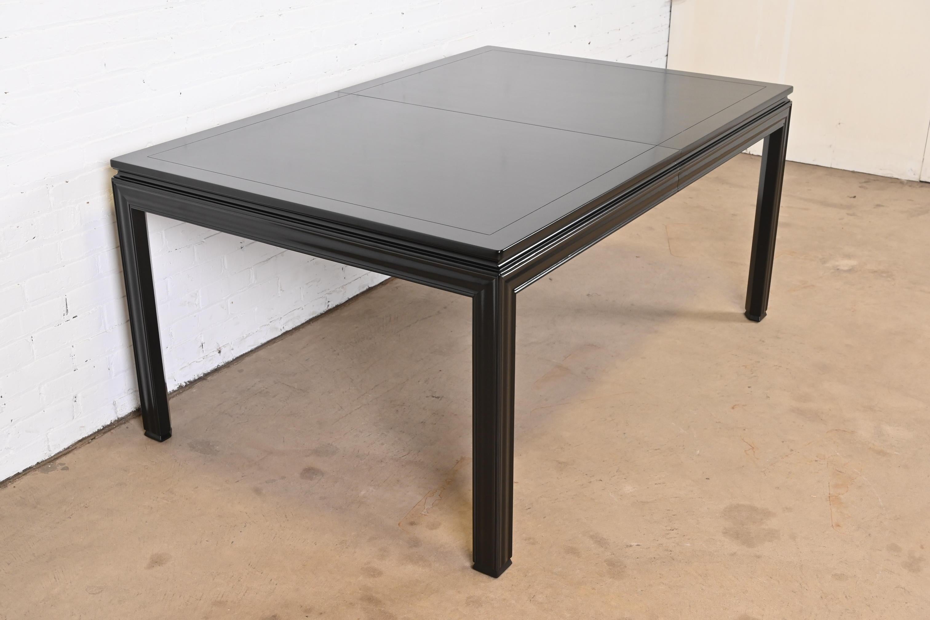 John Widdicomb Mid-Century Modern Black Lacquered Dining Table, Newly Refinished 5