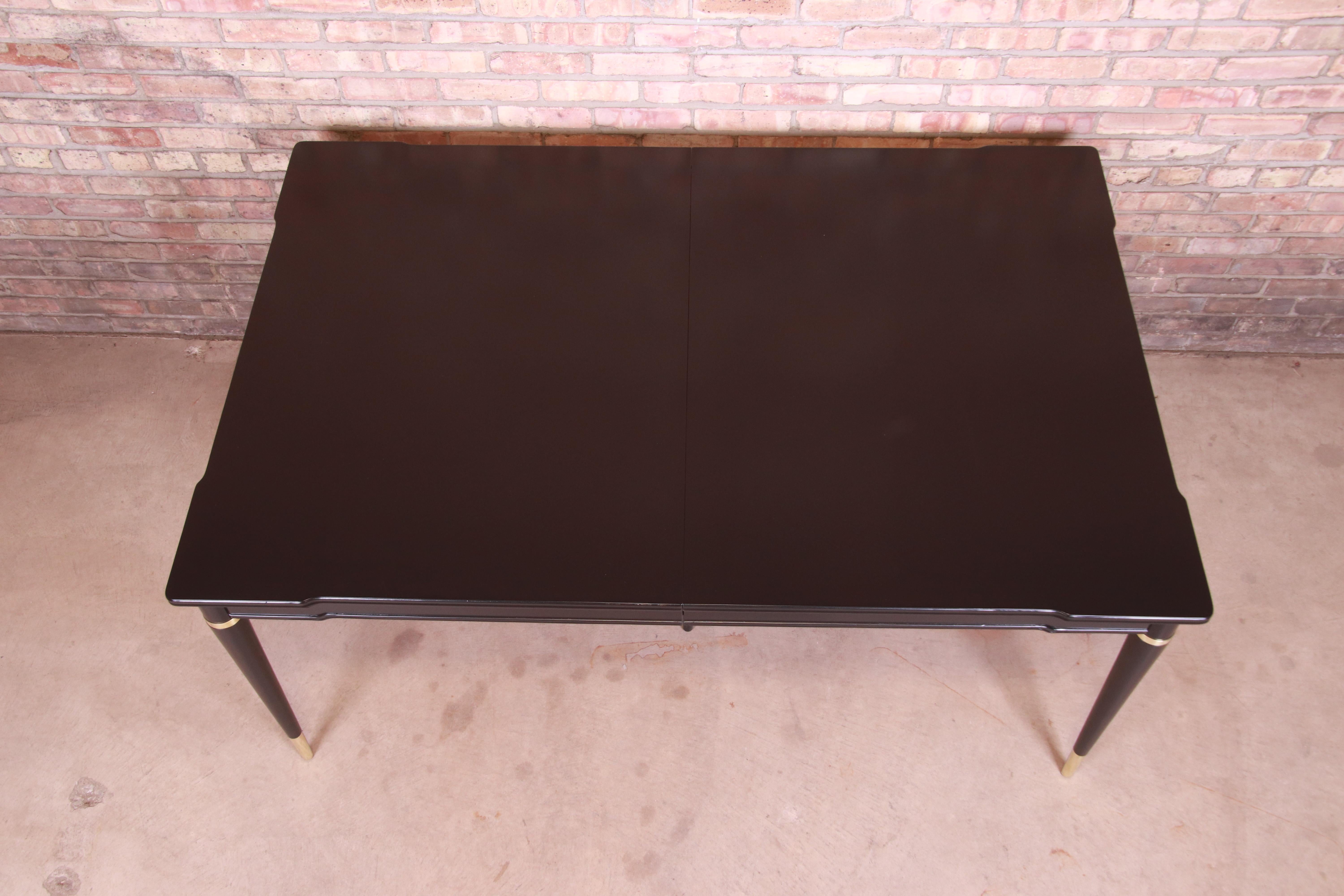 John Widdicomb Mid-Century Modern Black Lacquered Dining Table, Newly Refinished 7