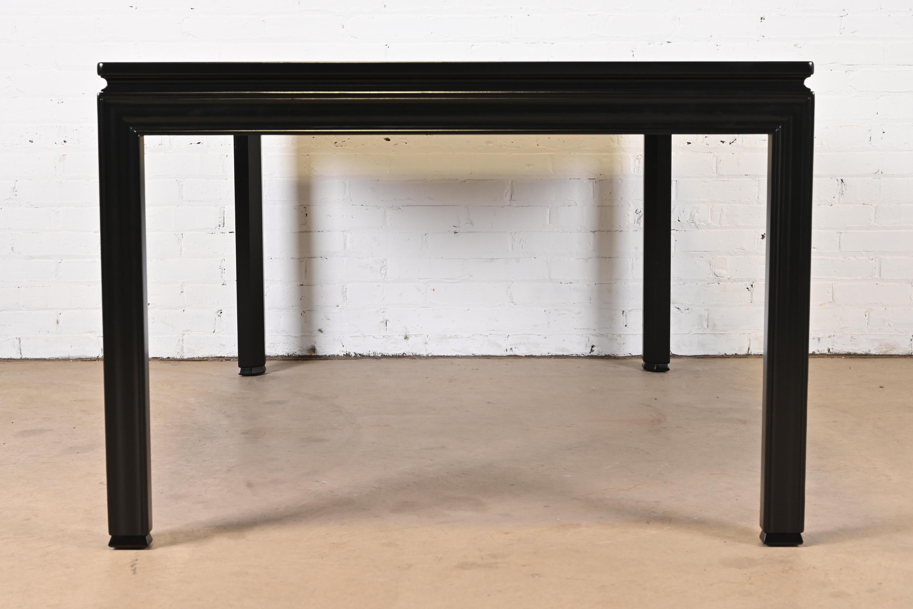 John Widdicomb Mid-Century Modern Black Lacquered Dining Table, Newly Refinished 8