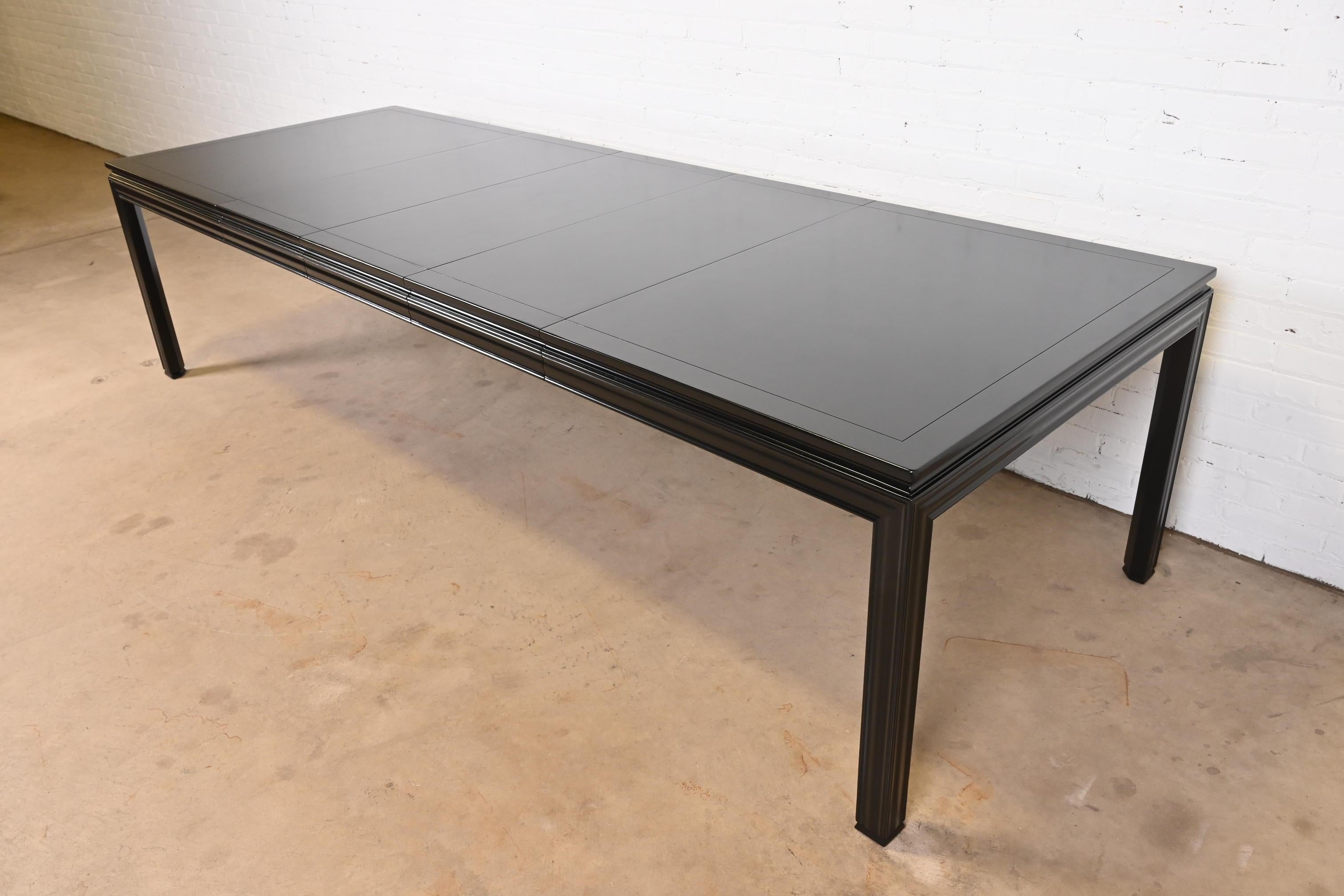 John Widdicomb Mid-Century Modern Black Lacquered Dining Table, Newly Refinished In Good Condition In South Bend, IN