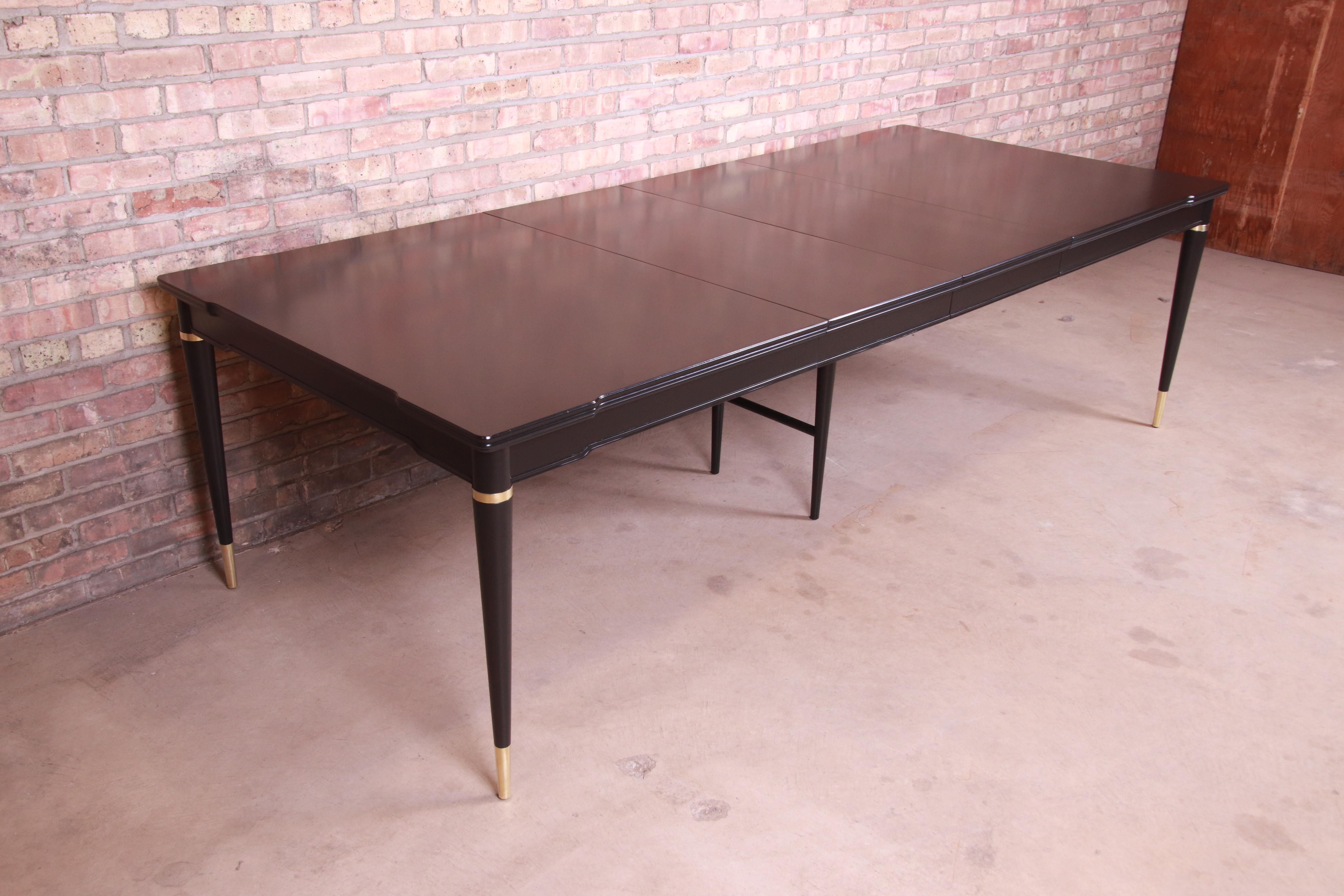 Mid-20th Century John Widdicomb Mid-Century Modern Black Lacquered Dining Table, Newly Refinished