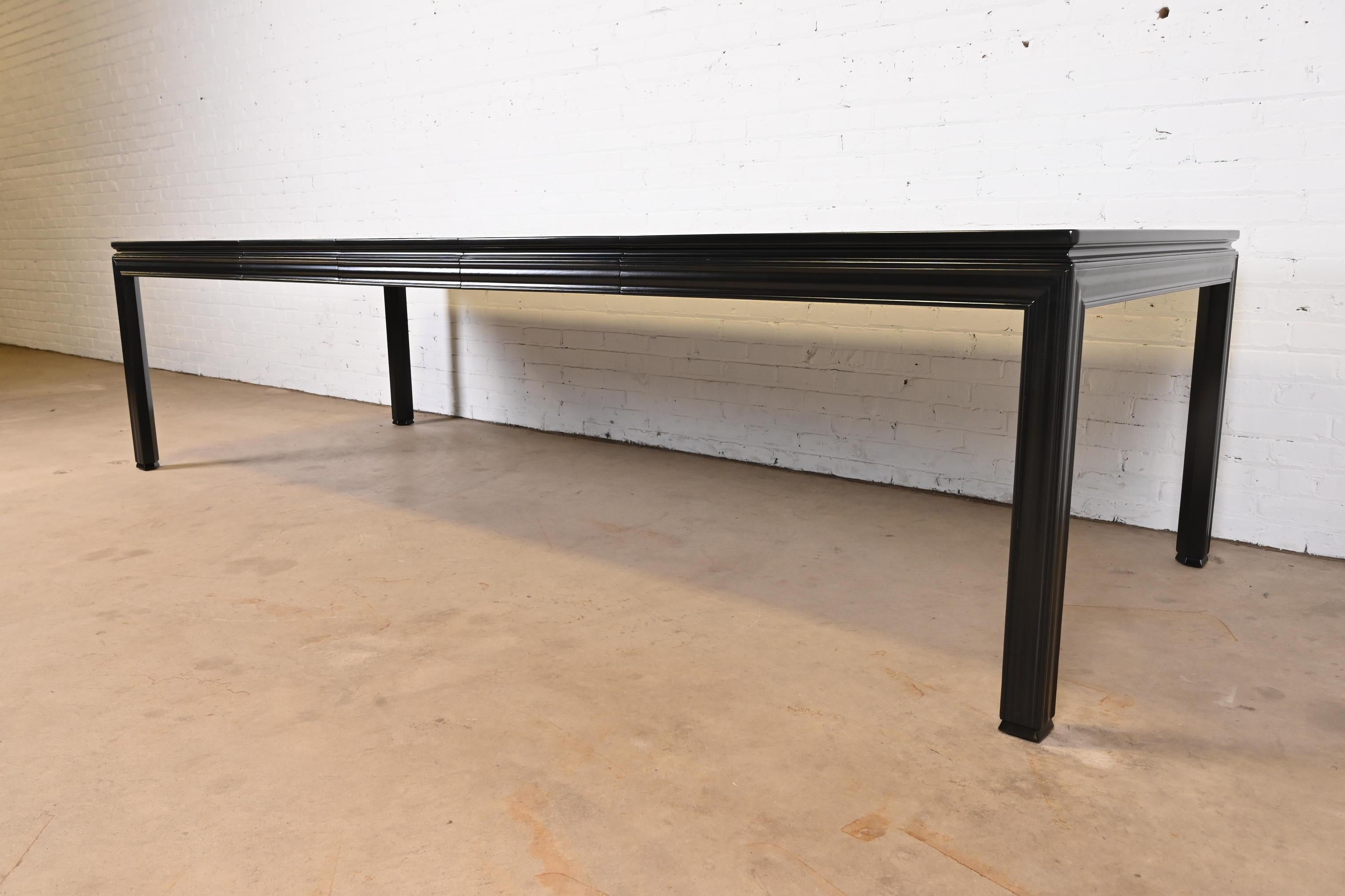 Late 20th Century John Widdicomb Mid-Century Modern Black Lacquered Dining Table, Newly Refinished