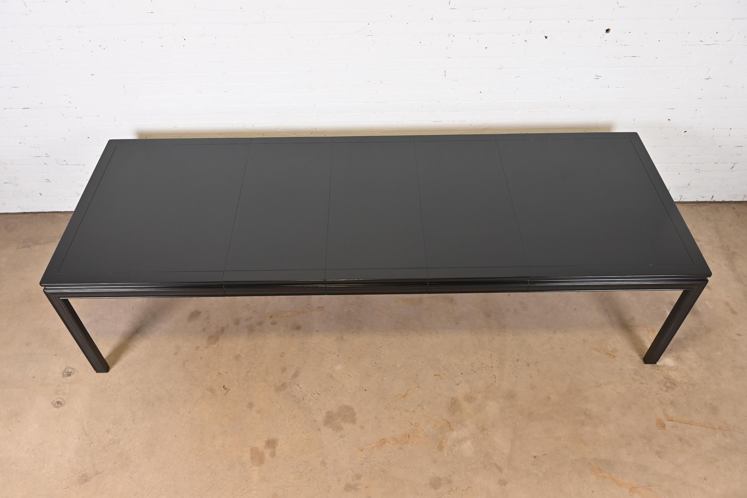 John Widdicomb Mid-Century Modern Black Lacquered Dining Table, Newly Refinished 1
