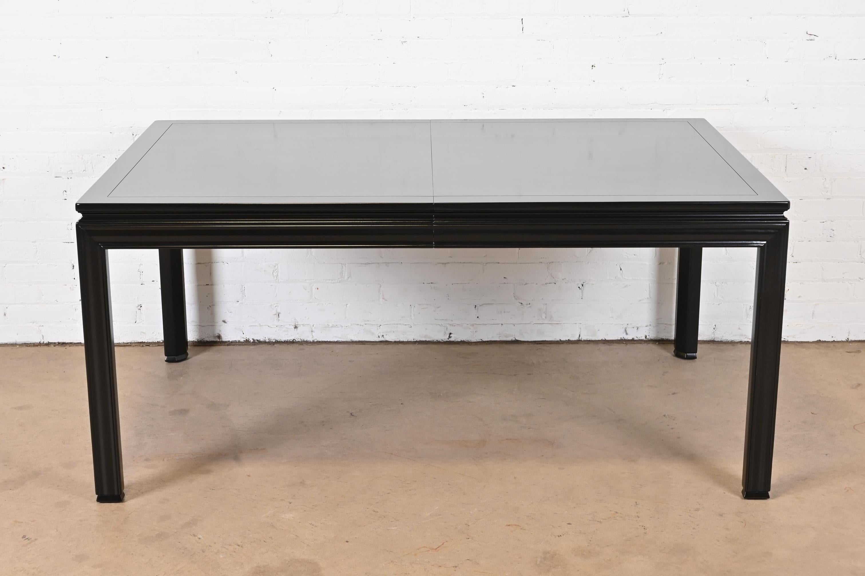 John Widdicomb Mid-Century Modern Black Lacquered Dining Table, Newly Refinished 3