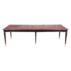 John Widdicomb Mid-Century Modern Black Lacquered Dining Table, Newly Refinished