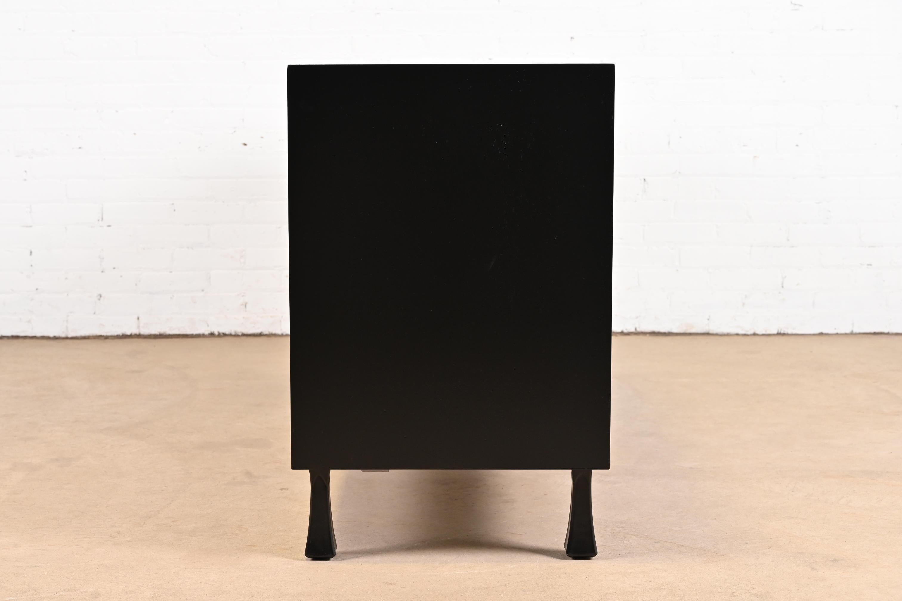 John Widdicomb Mid-Century Modern Black Lacquered Dresser, Newly Refinished 6