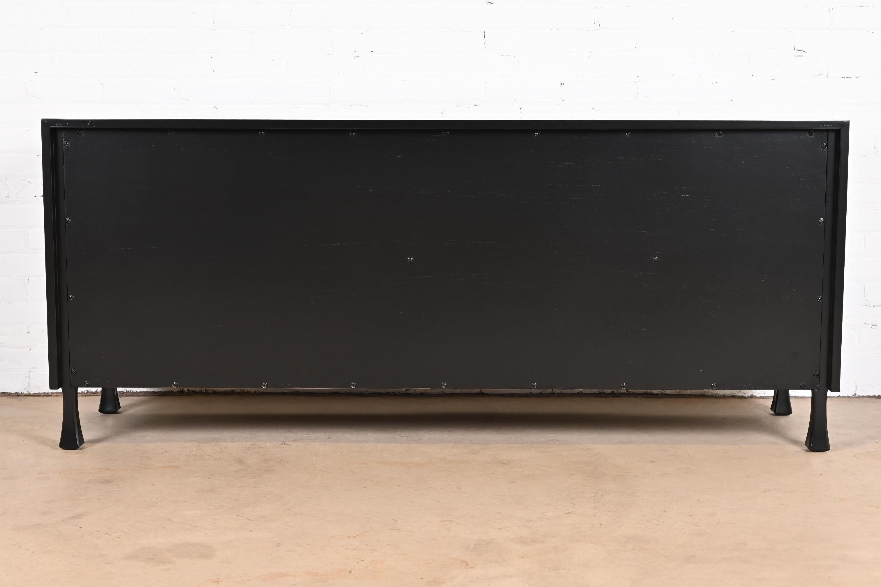 John Widdicomb Mid-Century Modern Black Lacquered Dresser, Newly Refinished 7