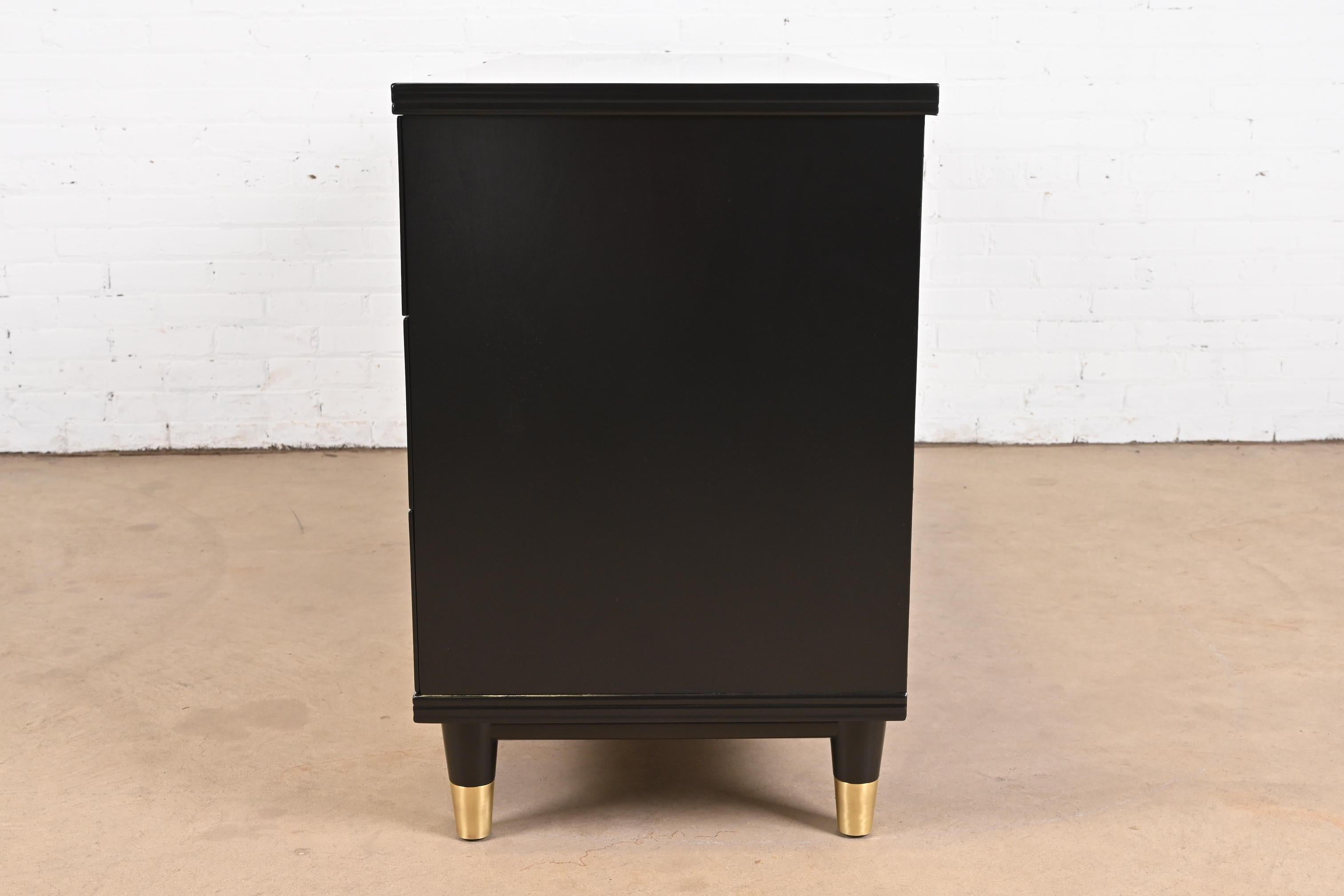 John Widdicomb Mid-Century Modern Black Lacquered Dresser, Newly Refinished For Sale 9