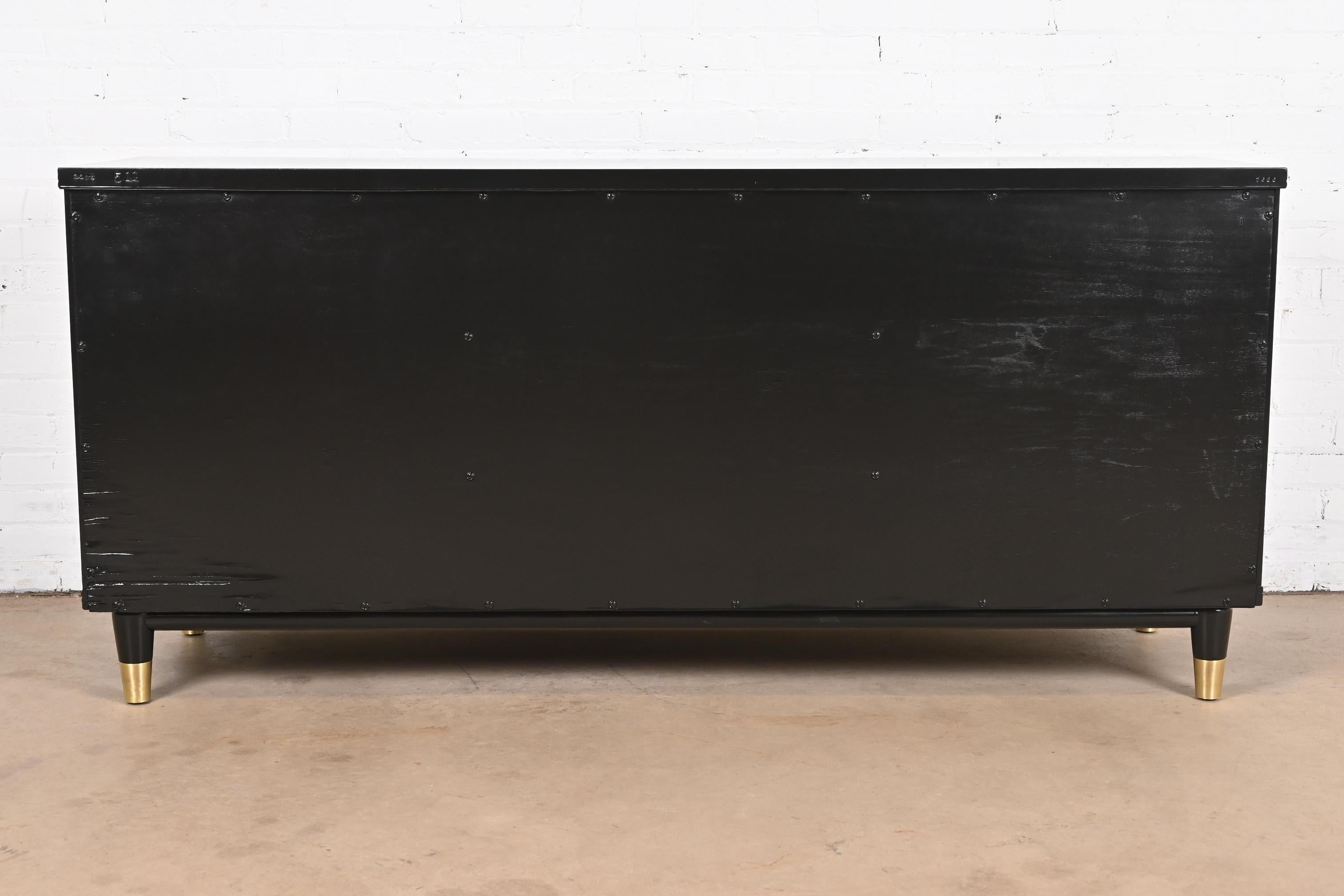 John Widdicomb Mid-Century Modern Black Lacquered Dresser, Newly Refinished For Sale 10