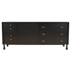 John Widdicomb Mid-Century Modern Black Lacquered Dresser, Newly Refinished