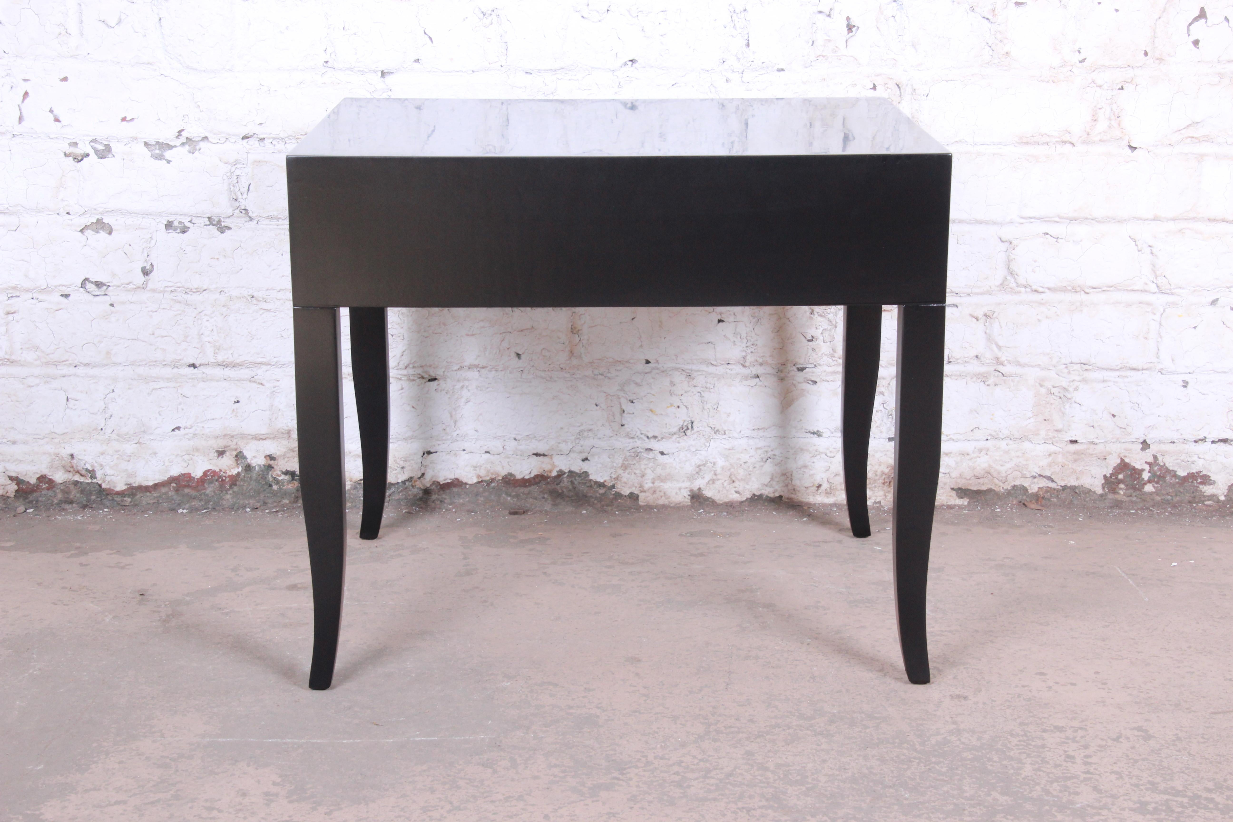 John Widdicomb Mid-Century Modern Black Lacquered Nightstand or Side Table For Sale 4