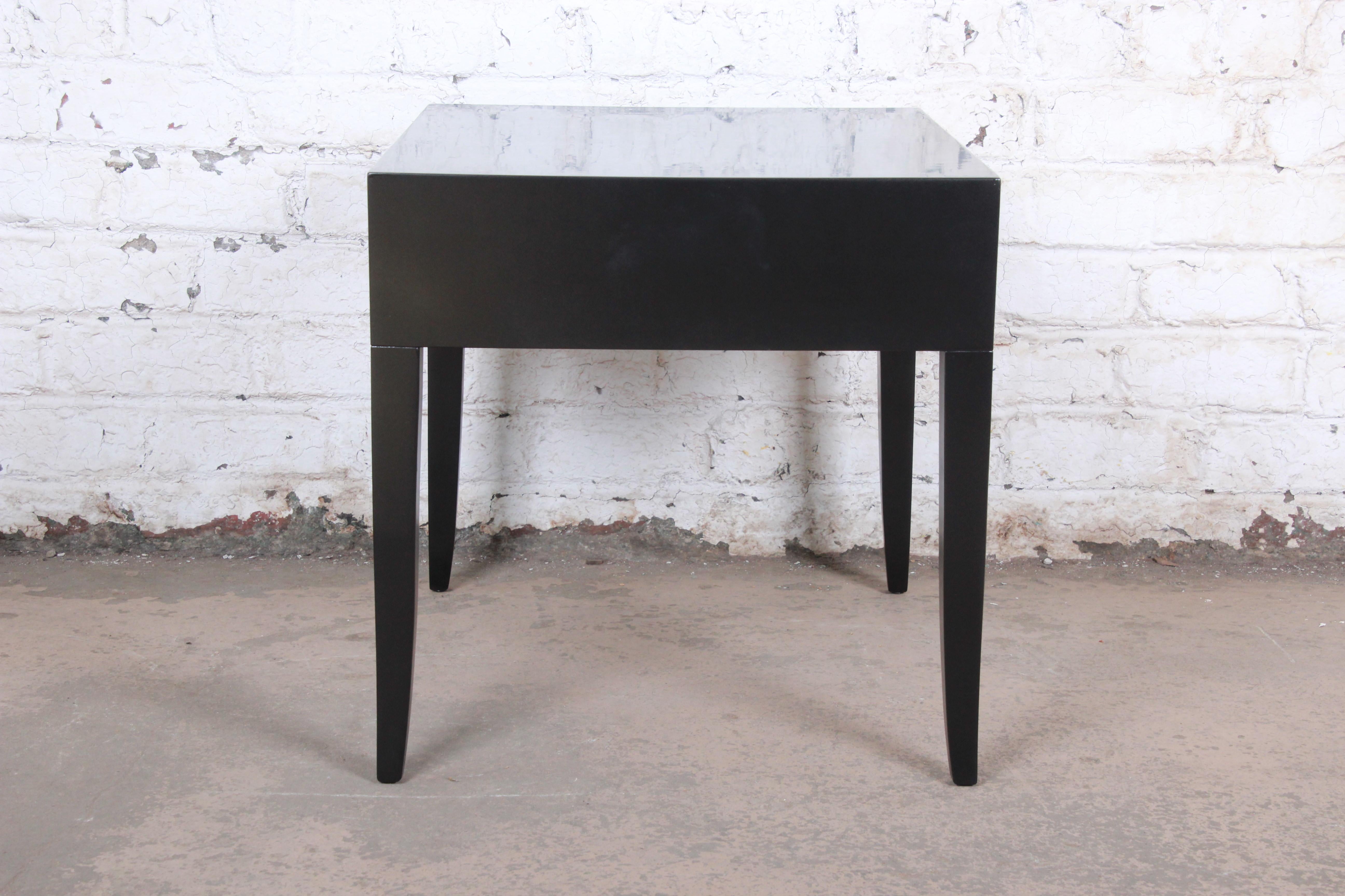 John Widdicomb Mid-Century Modern Black Lacquered Nightstand or Side Table For Sale 5