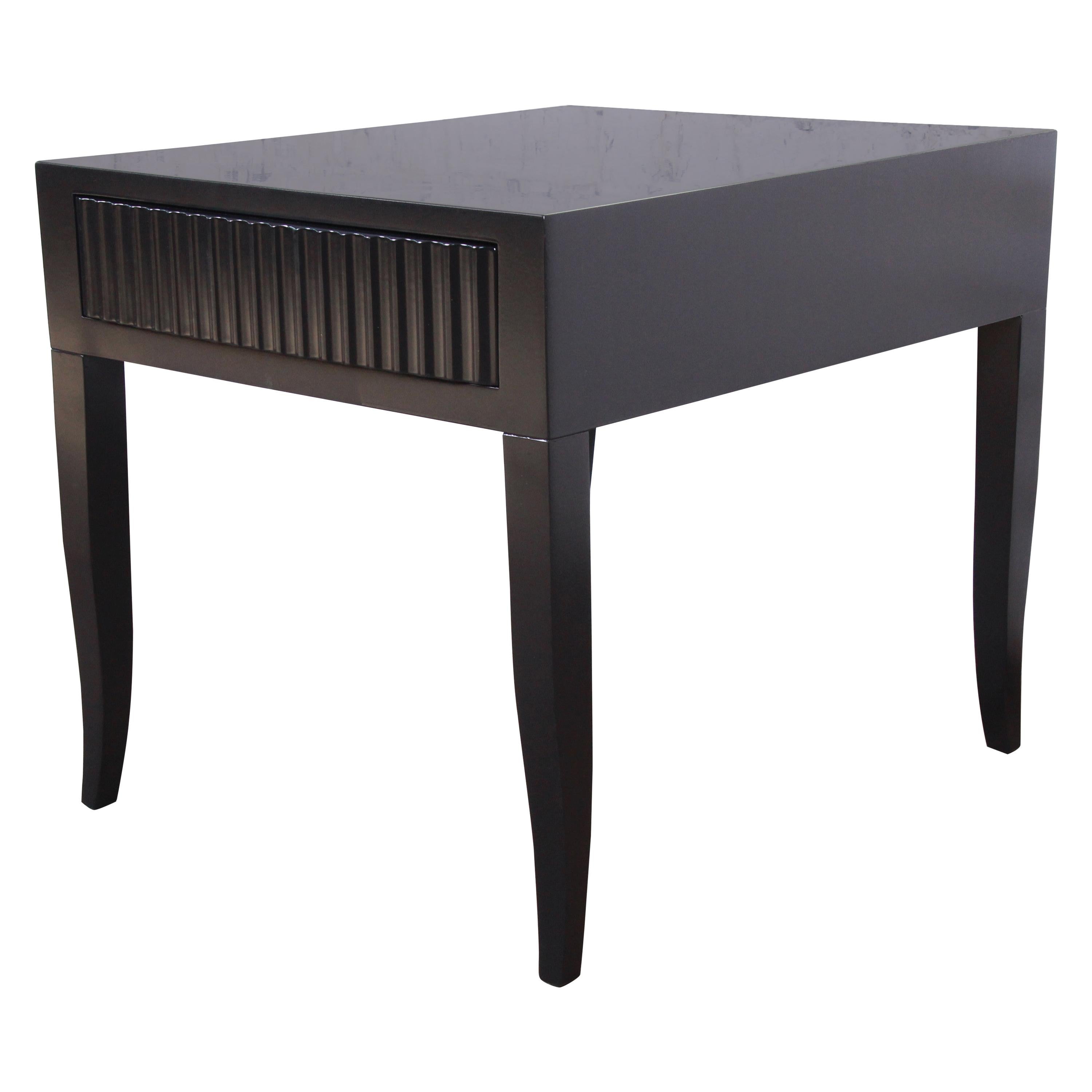 John Widdicomb Mid-Century Modern Black Lacquered Nightstand or Side Table