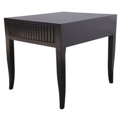 Retro John Widdicomb Mid-Century Modern Black Lacquered Nightstand or Side Table