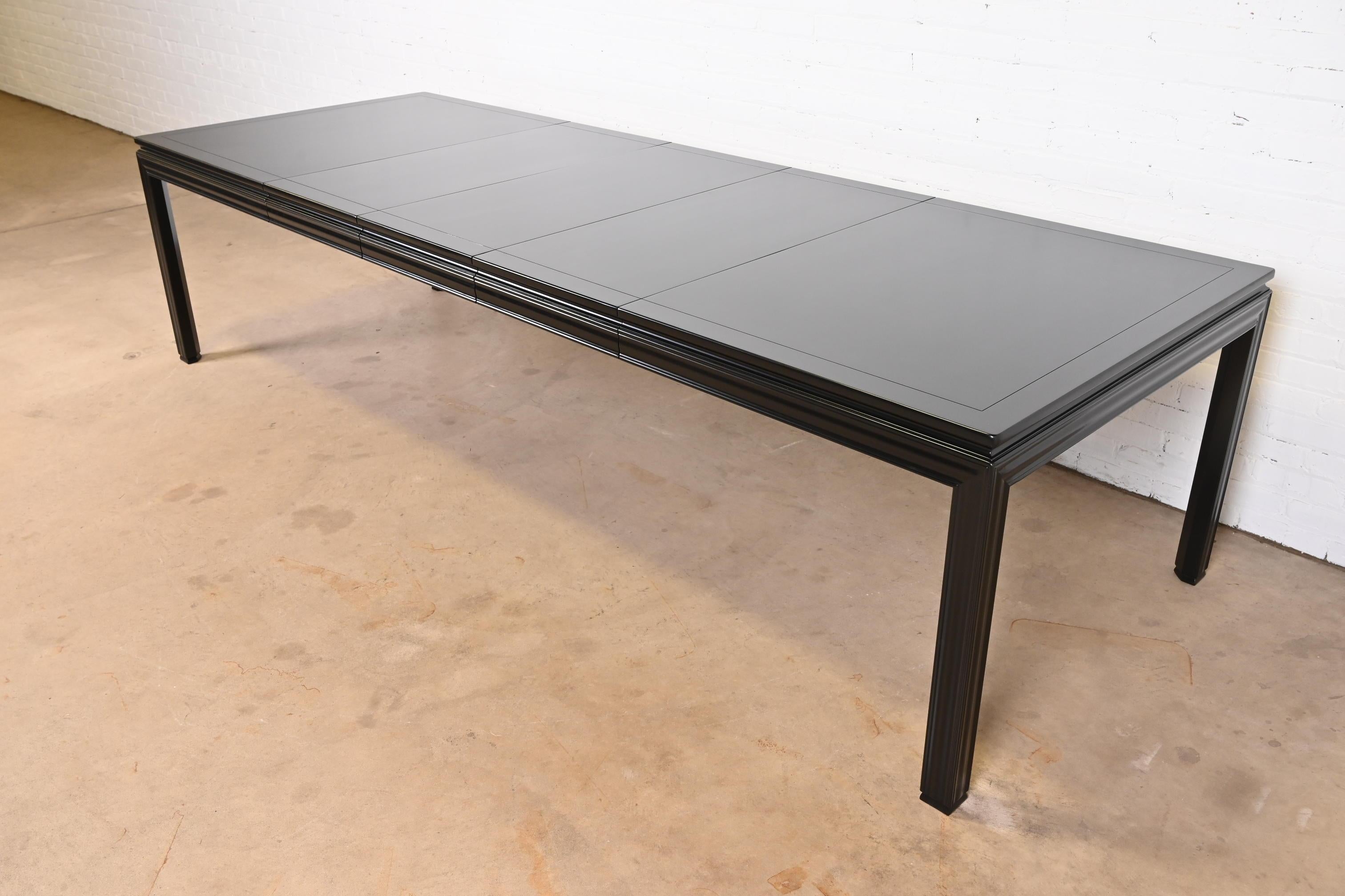 John Widdicomb Mid-Century Modern Black Lacquered Parsons Extension Dining Table 5