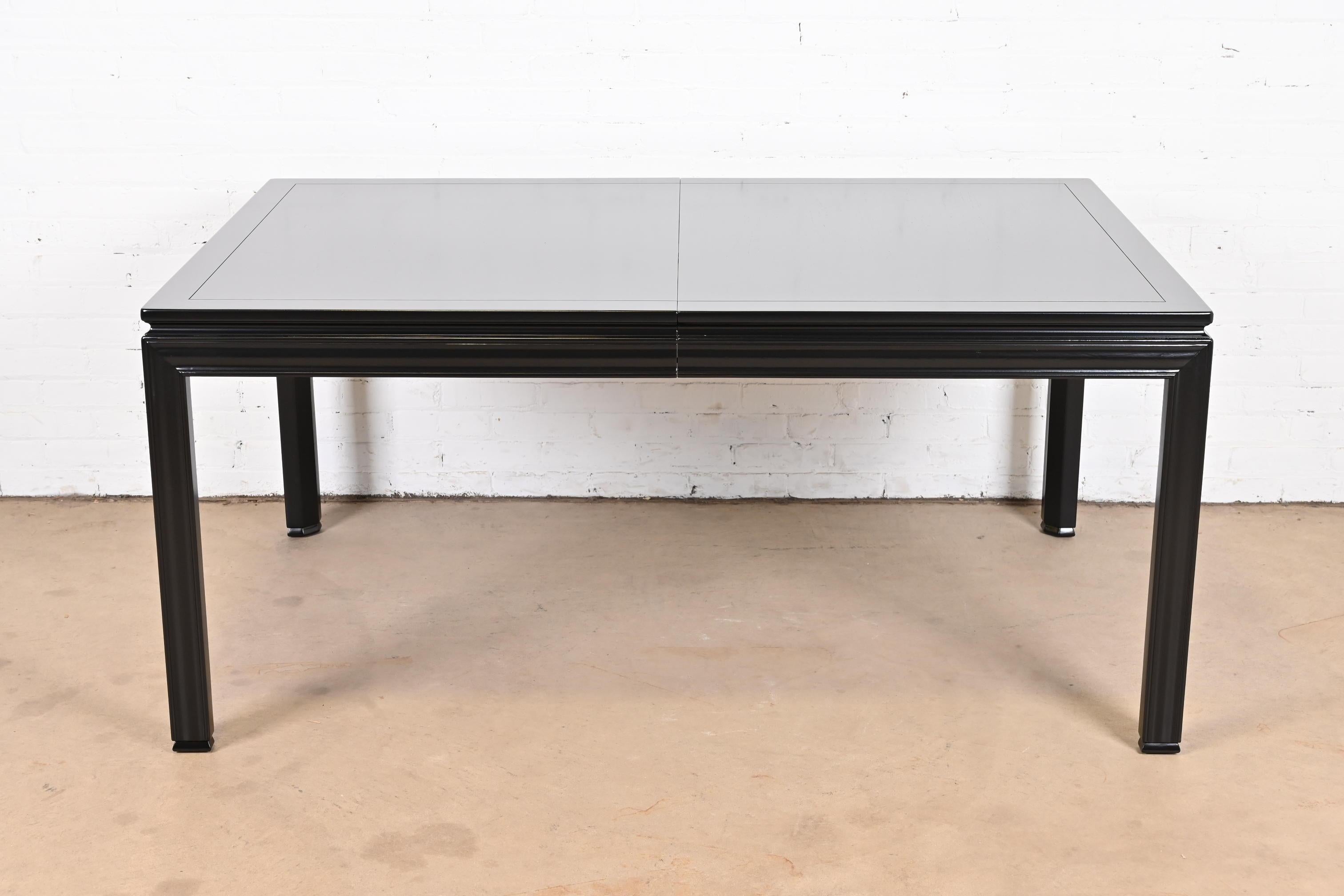 John Widdicomb Mid-Century Modern Black Lacquered Parsons Extension Dining Table 5