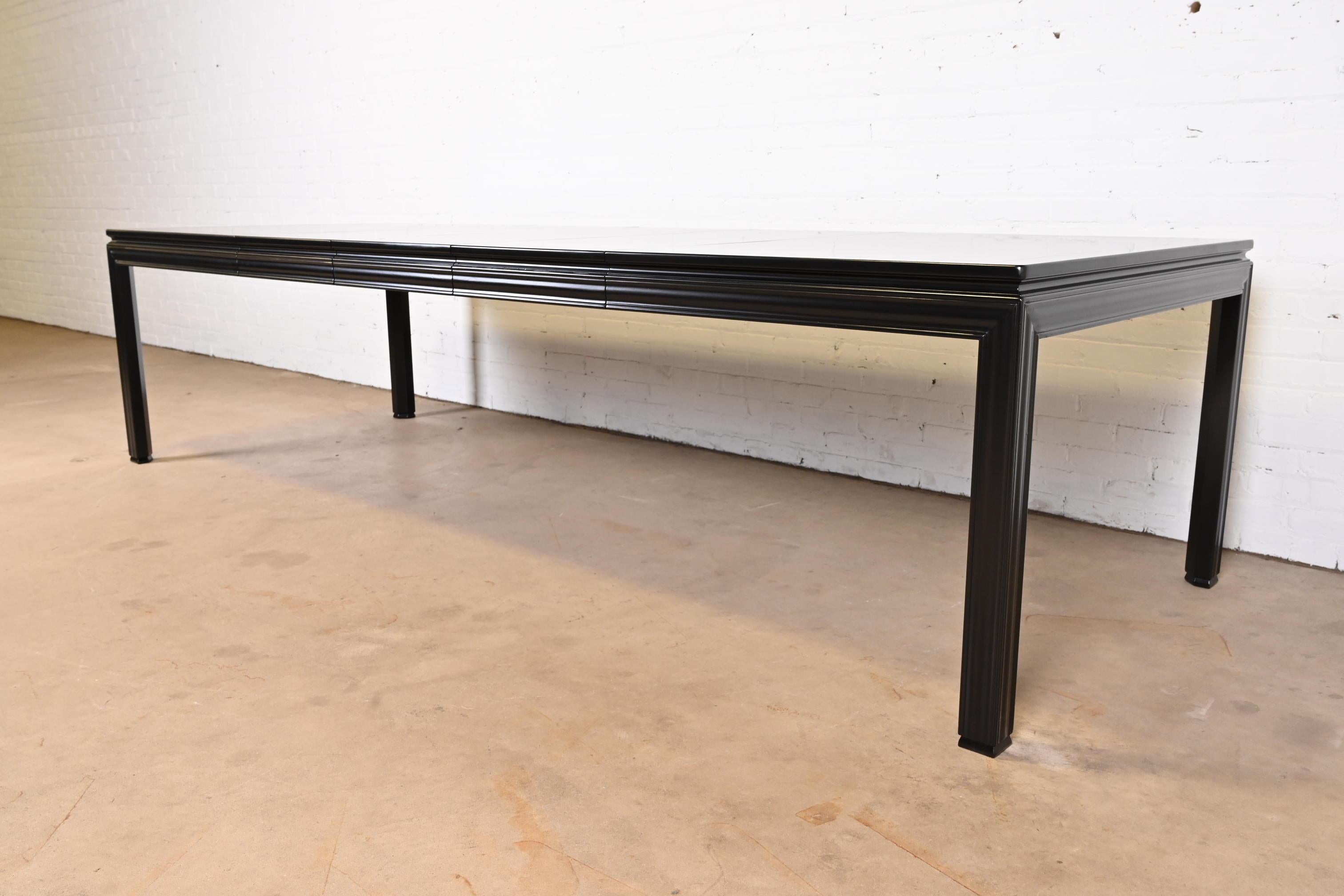 John Widdicomb Mid-Century Modern Black Lacquered Parsons Extension Dining Table 6