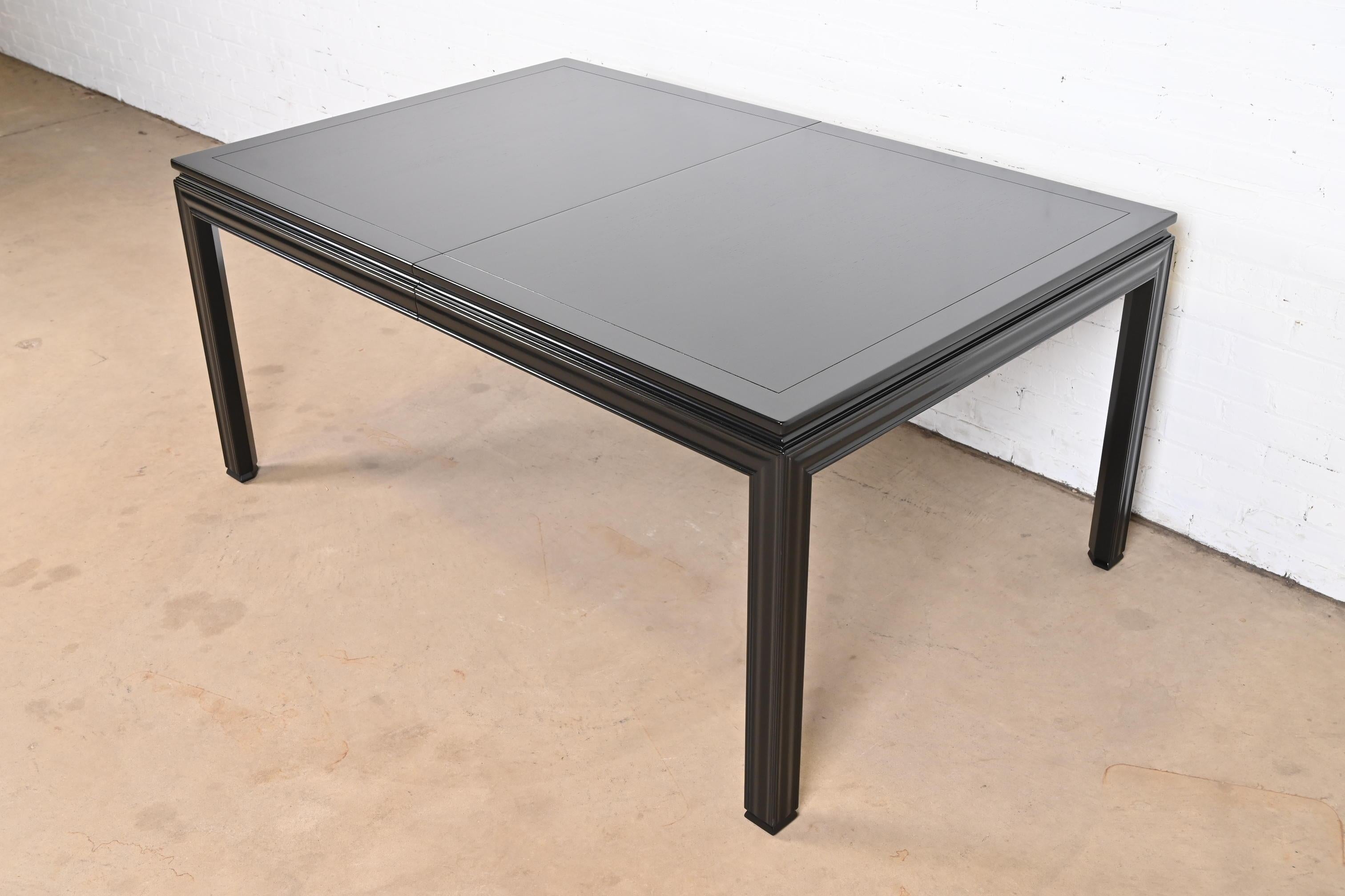John Widdicomb Mid-Century Modern Black Lacquered Parsons Extension Dining Table 6
