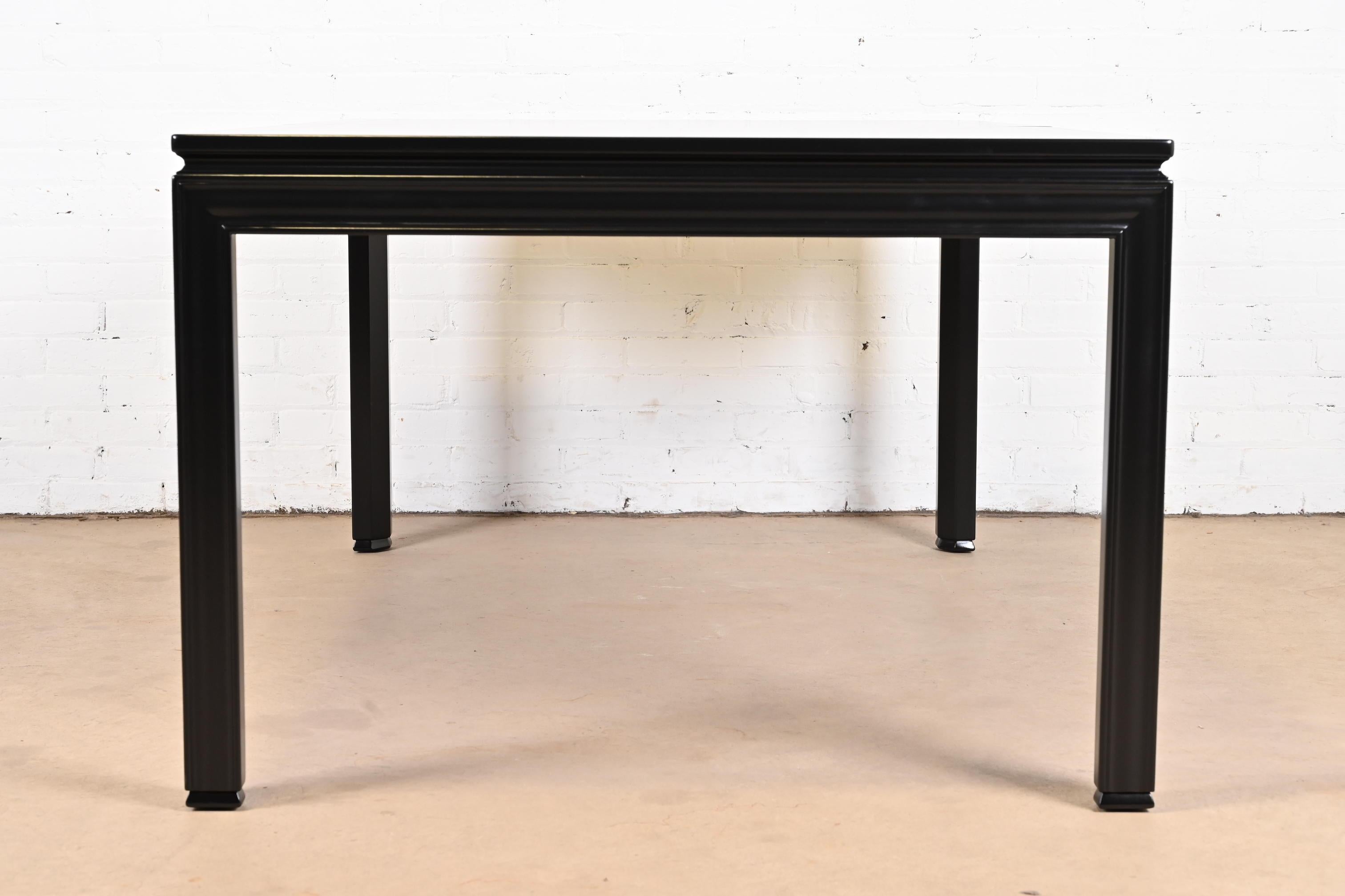 John Widdicomb Mid-Century Modern Black Lacquered Parsons Extension Dining Table 8