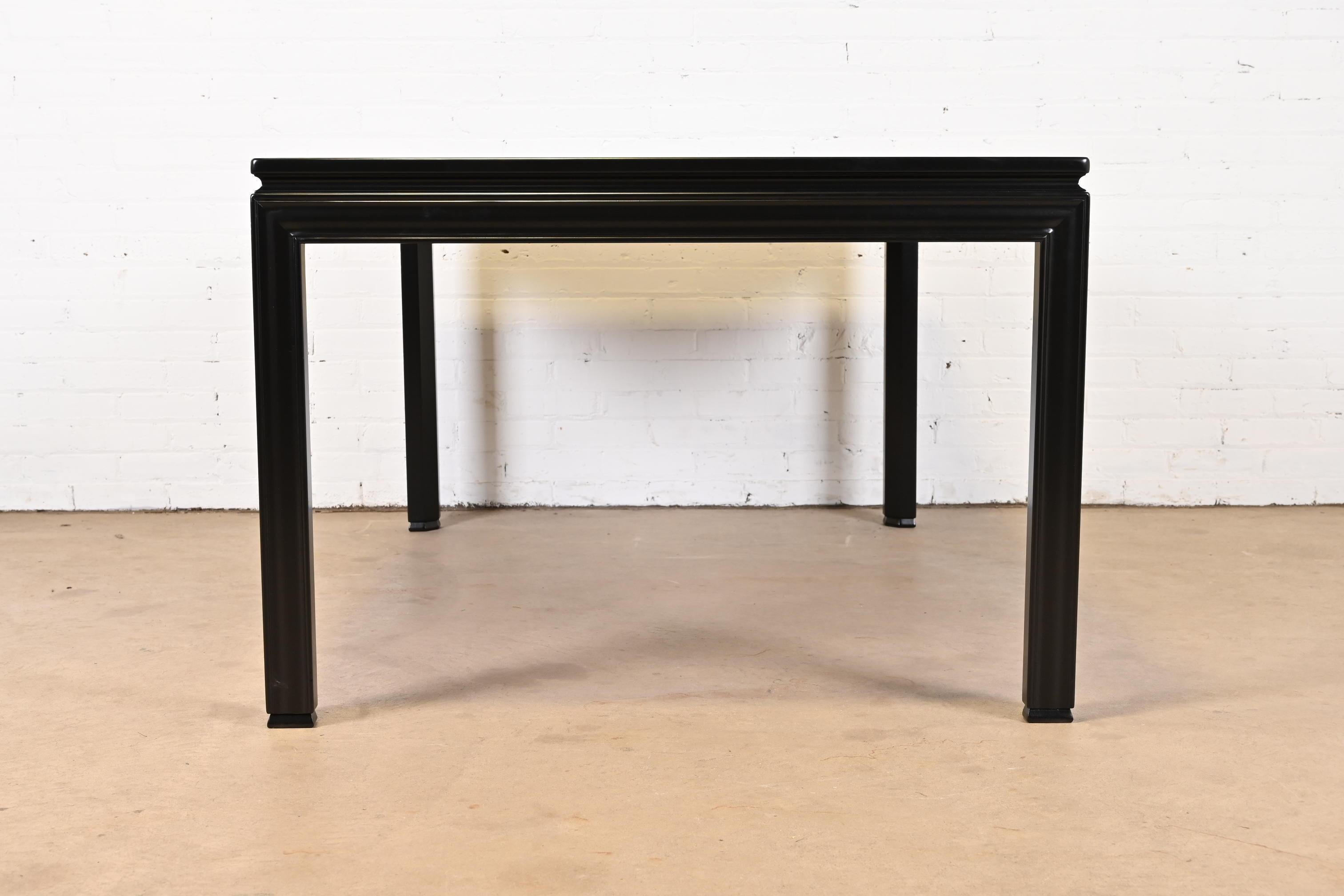 John Widdicomb Mid-Century Modern Black Lacquered Parsons Extension Dining Table 10