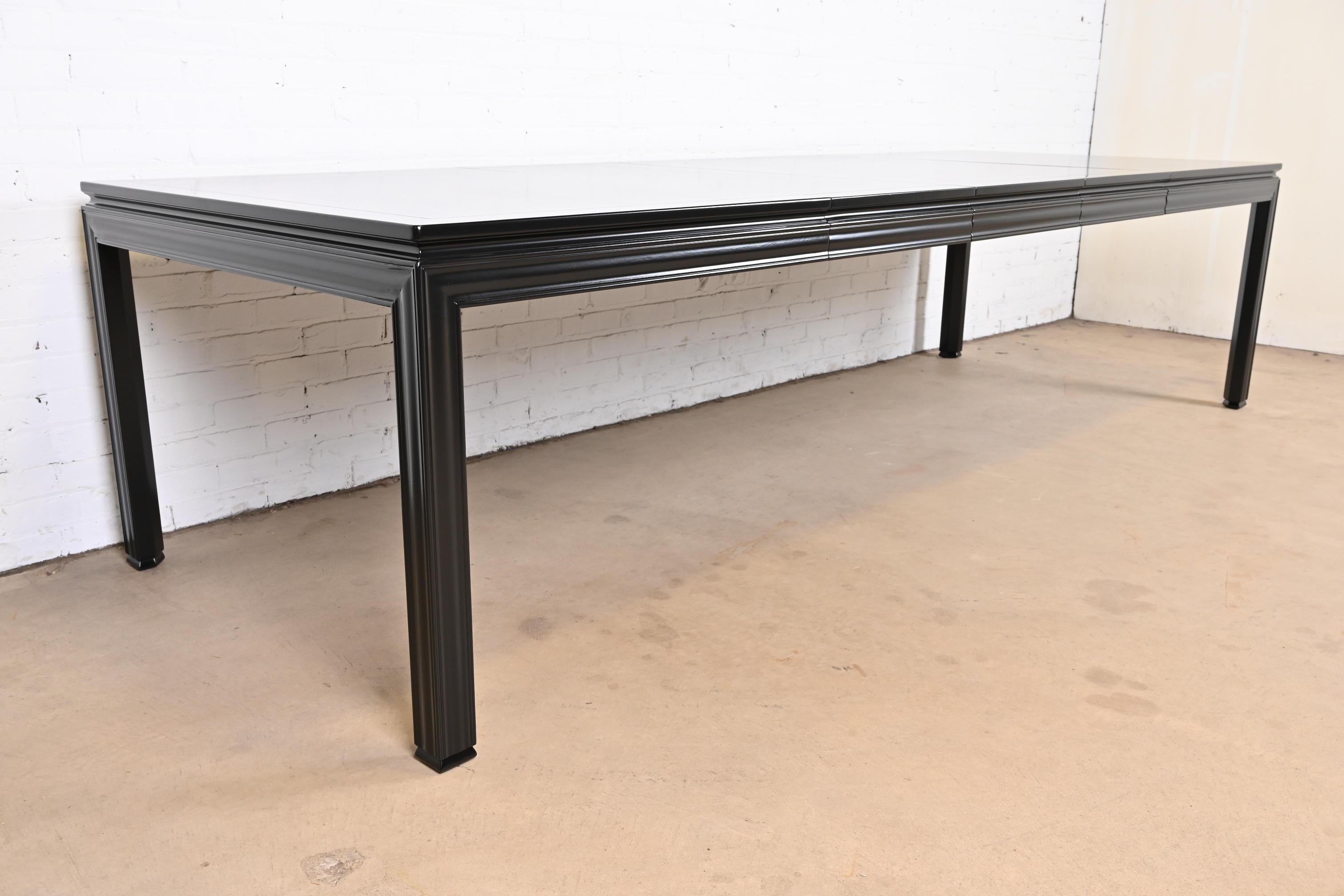 John Widdicomb Mid-Century Modern Black Lacquered Parsons Extension Dining Table 1