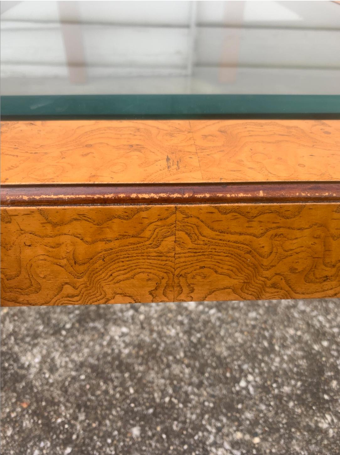 John Widdicomb Mid-Century Modern Burl Wood and Glass Cocktail Table 4