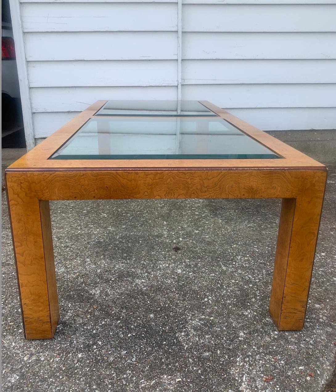 John Widdicomb Mid-Century Modern Burl Wood and Glass Cocktail Table 3