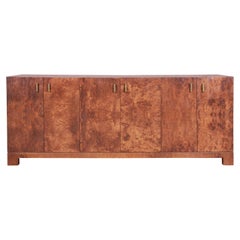 John Widdicomb Mid-Century Modern Burl Wood Credenza or Bar Cabinet, Restored