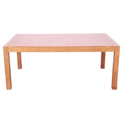 John Widdicomb Mid-Century Modern Burl Wood Extension Dining Table, Refinished