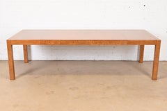 John Widdicomb Mid-Century Modern Burl Wood Parsons Dining Table, Refinished