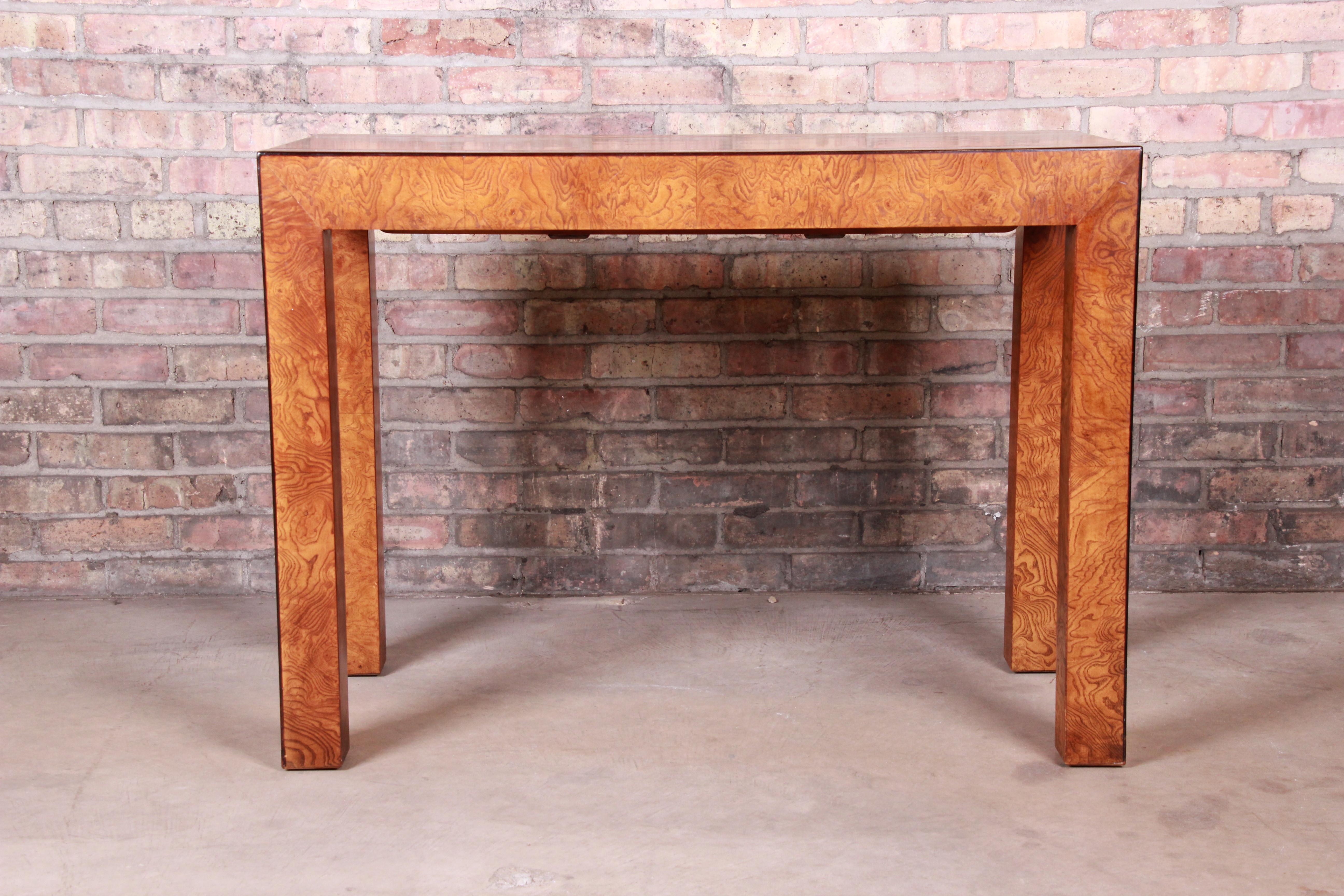 John Widdicomb Mid-Century Modern Burl Wood Parsons Extension Dining Table 8