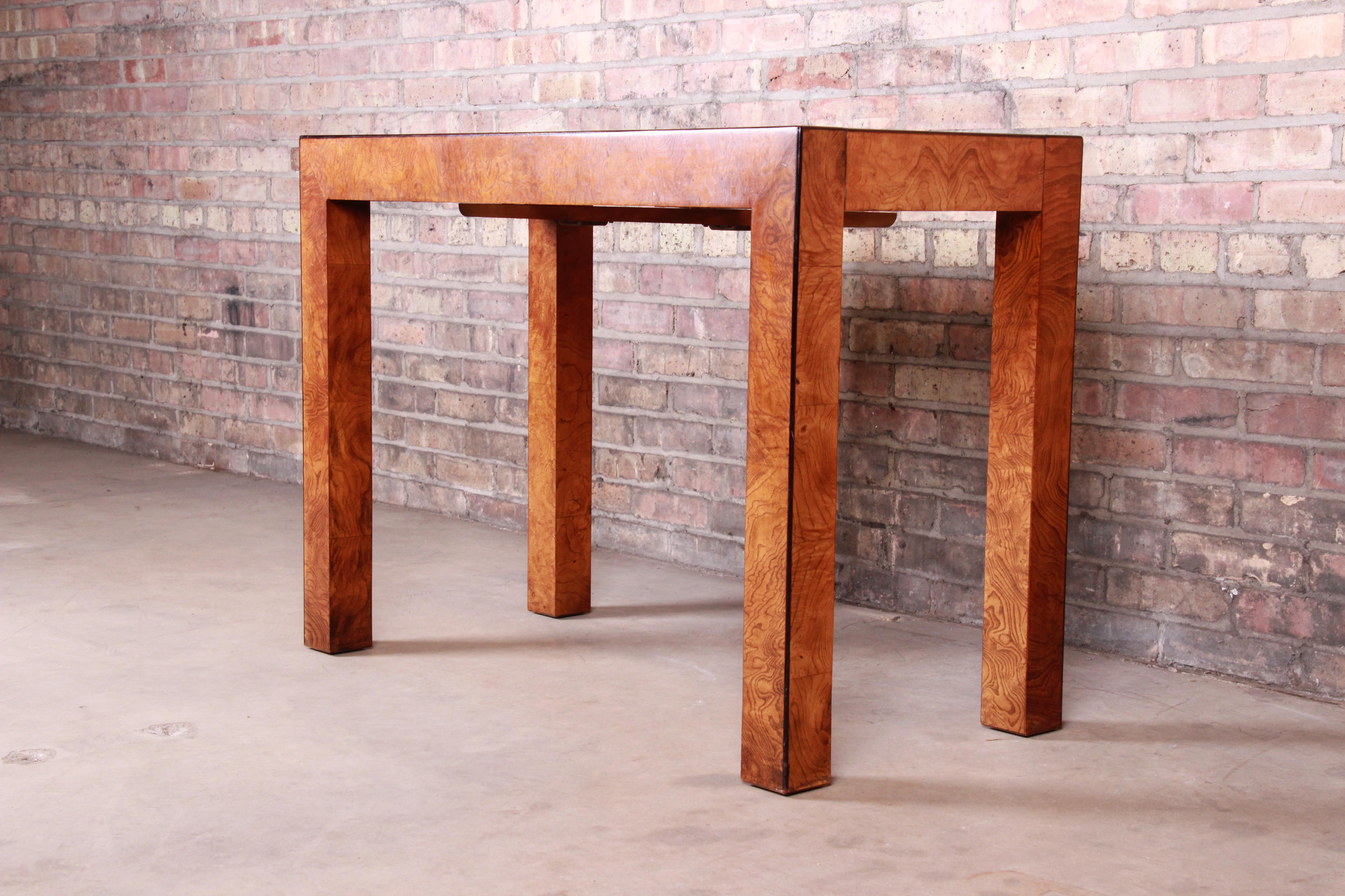 John Widdicomb Mid-Century Modern Burl Wood Parsons Extension Dining Table 10