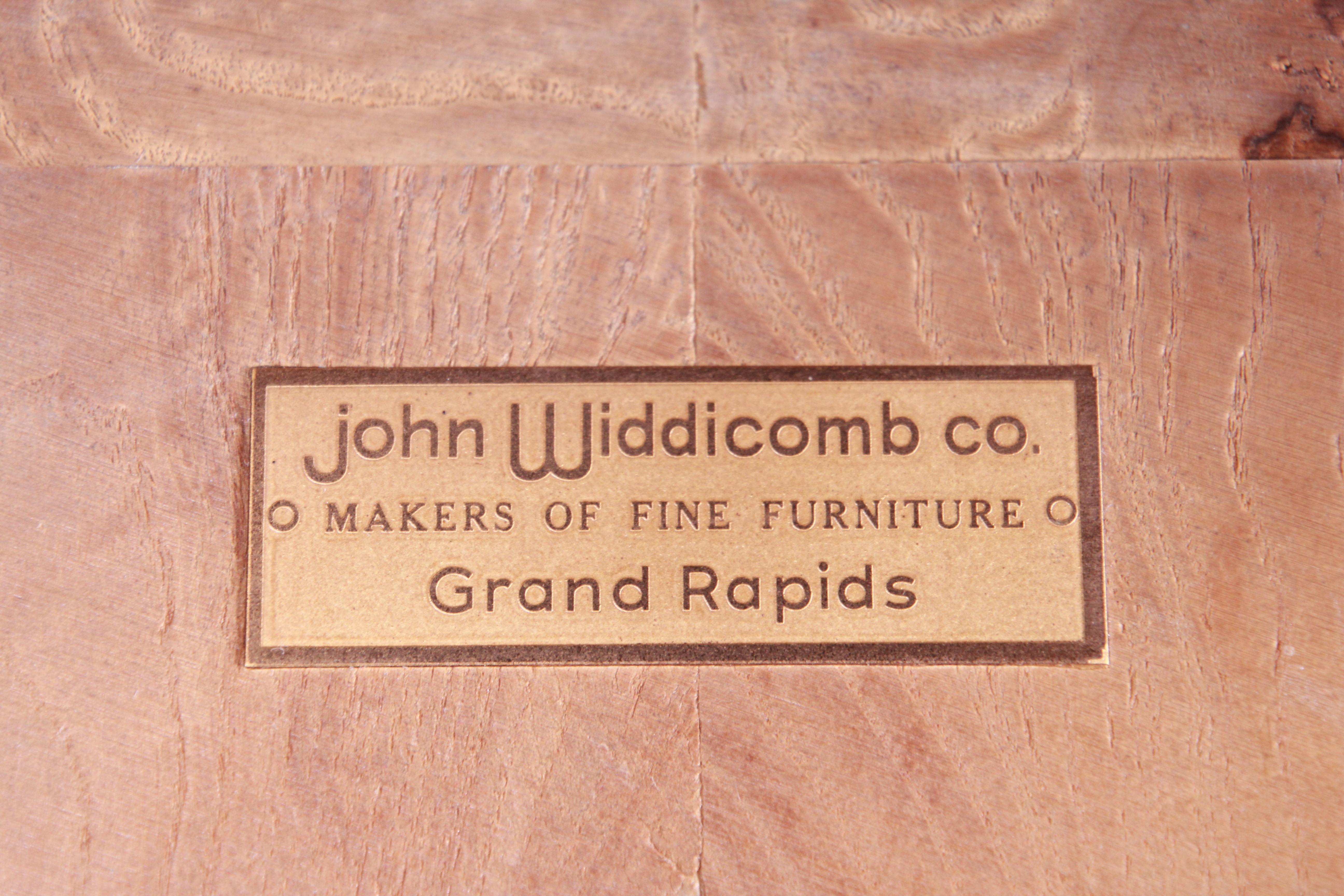 John Widdicomb Mid-Century Modern Burl Wood Parsons Extension Dining Table 12