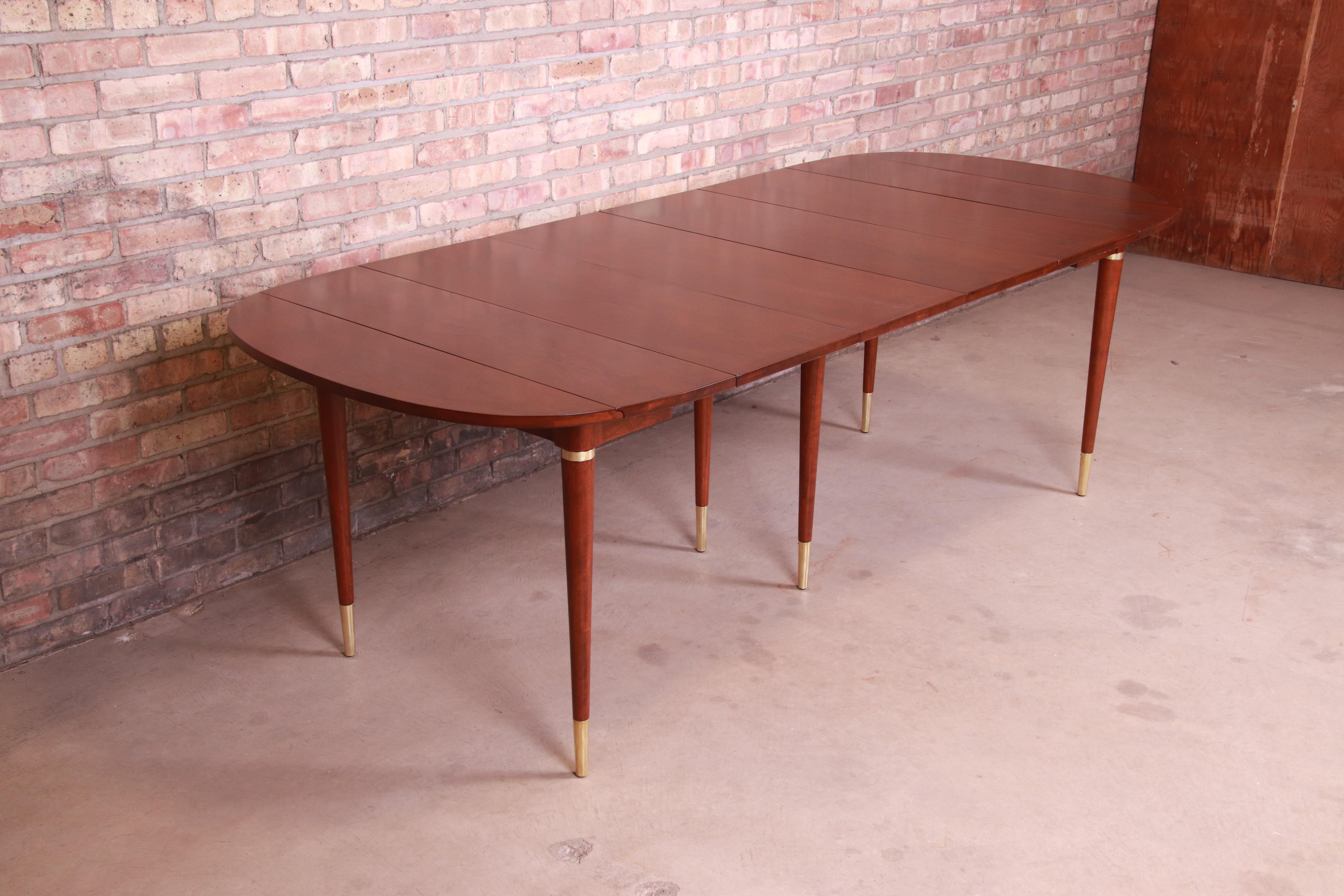 American John Widdicomb Mid-Century Modern Cherry Wood Extension Dining Table, Refinished