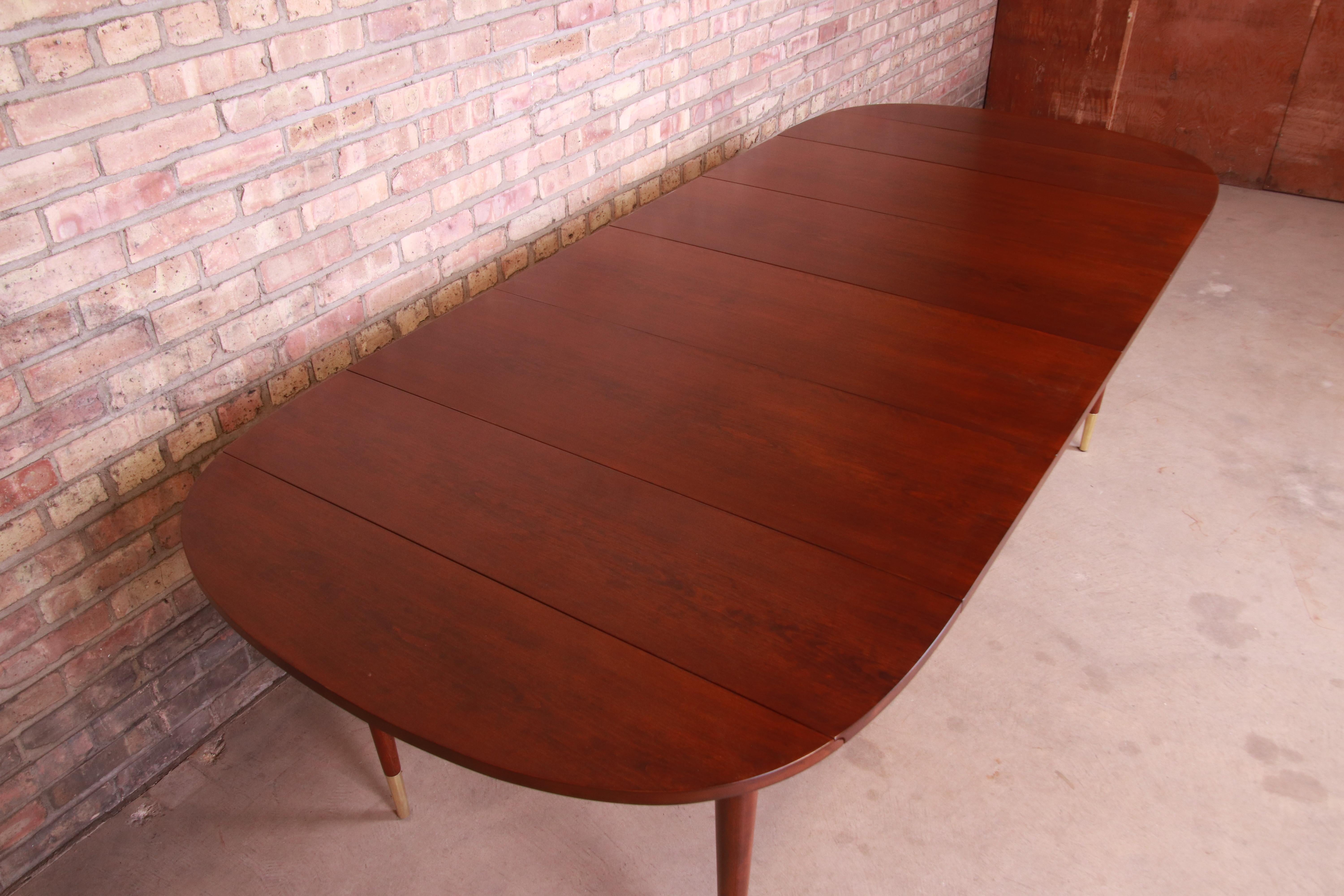 John Widdicomb Mid-Century Modern Cherry Wood Extension Dining Table, Refinished 1