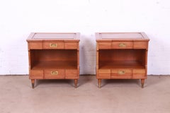 John Widdicomb Mid-Century Modern Cherry Wood Nightstands, circa 1960s