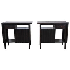 John Widdicomb Mid-Century Modern Ebonized Nightstands, Newly Refinished