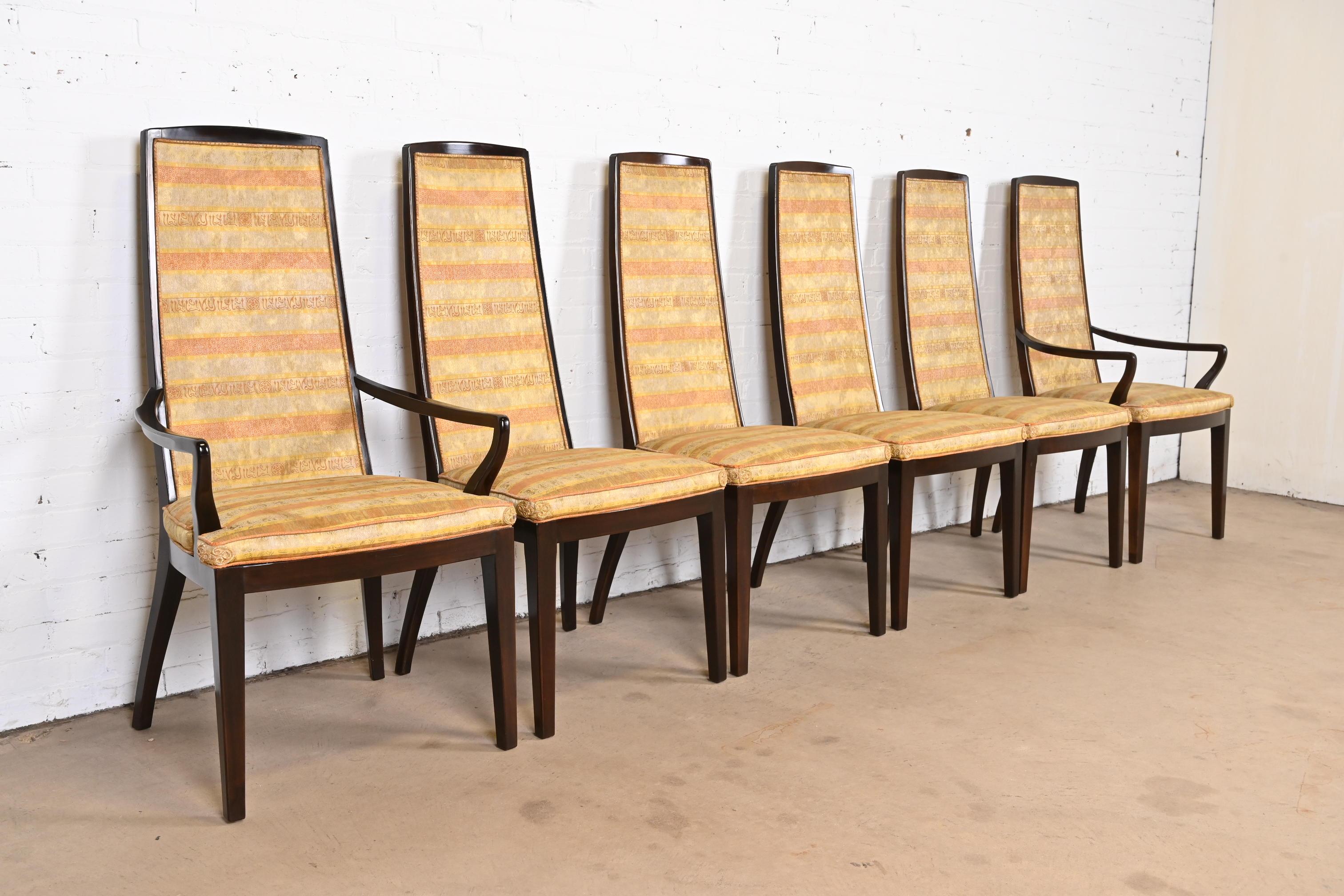 John Widdicomb Moderne Esszimmerstühle mit hoher Rückenlehne aus der Mitte des Jahrhunderts, Satz mit sechs Stühlen (amerikanisch) im Angebot