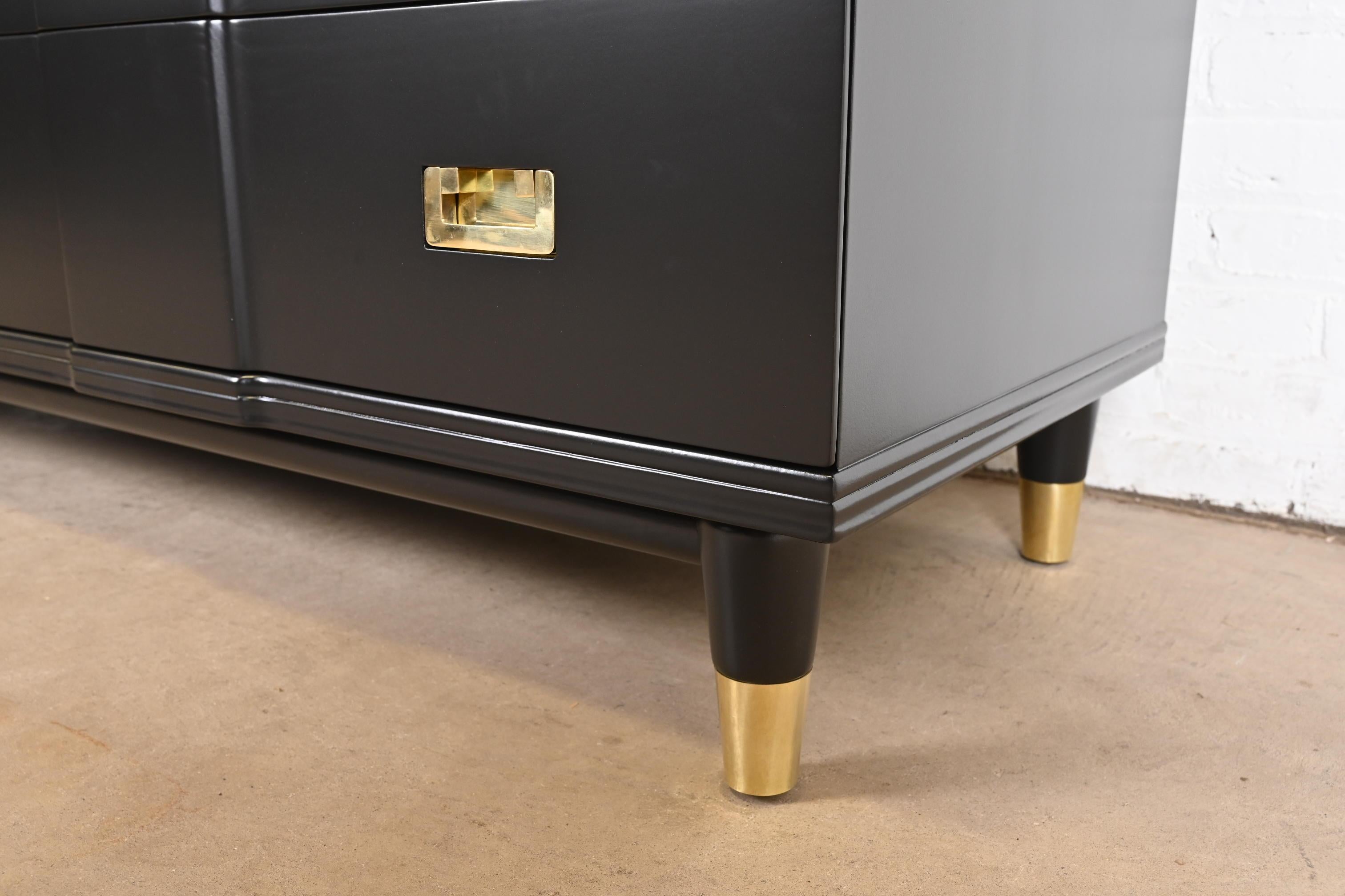John Widdicomb Mid-Century Modern Hollywood Regency Black Lacquered Dresser 5
