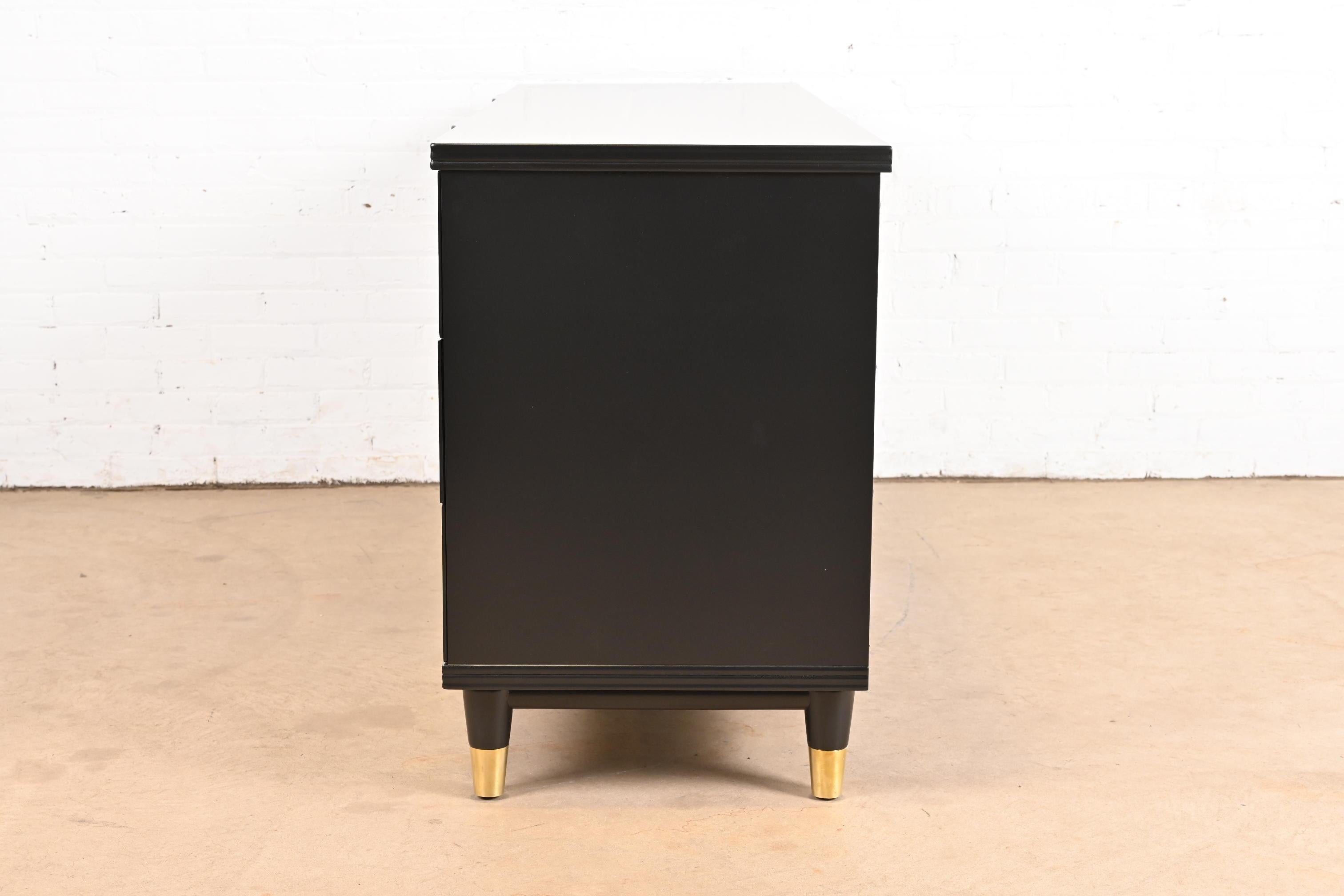 John Widdicomb Mid-Century Modern Hollywood Regency Black Lacquered Dresser 6