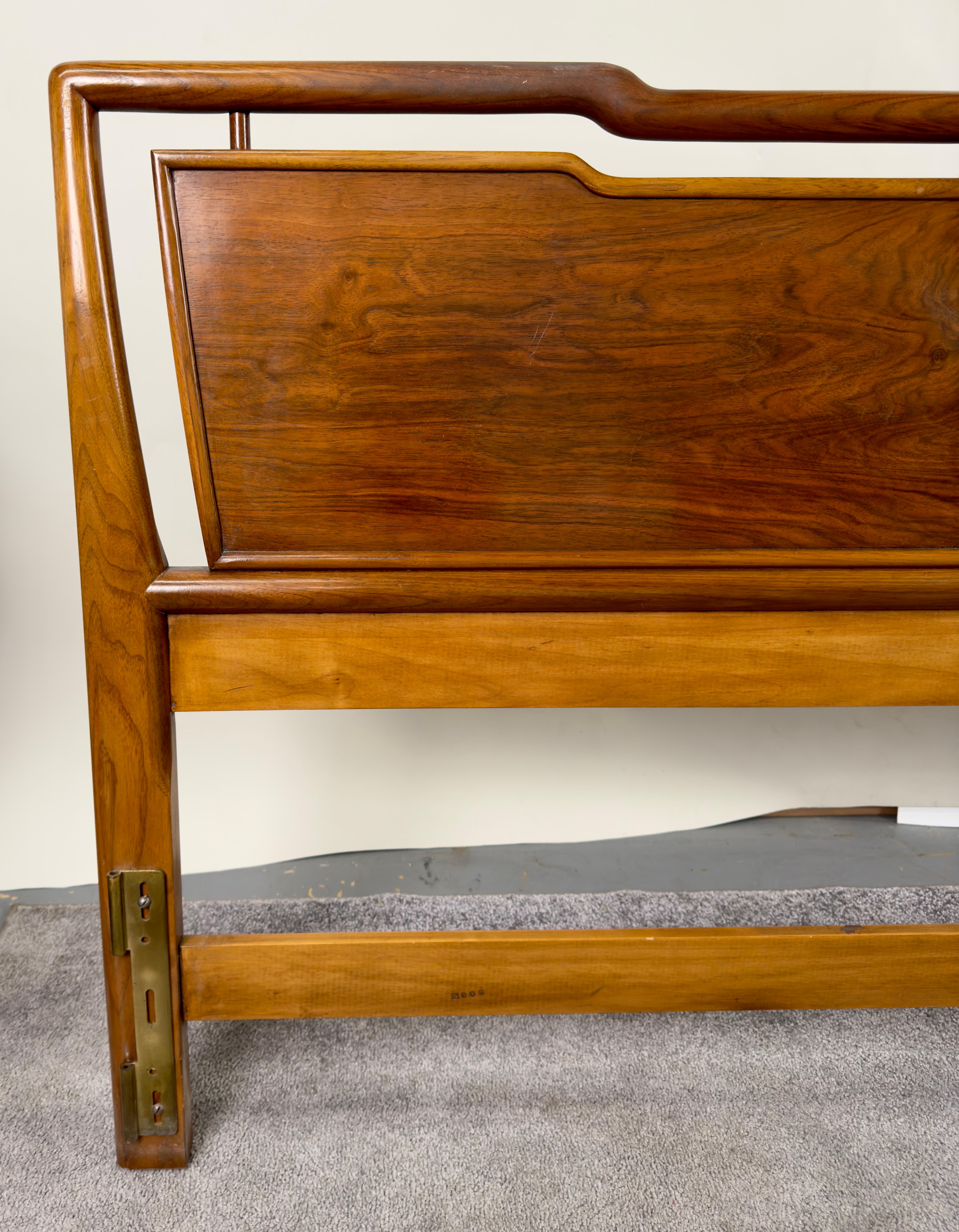 Mid-Century Modern John Widdicomb Mid Century Modern King Size Walnut and Brass Headboard