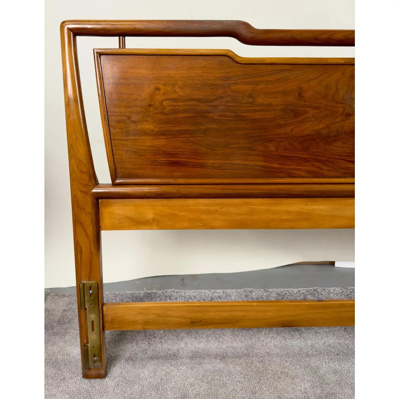 Mid-Century Modern John Widdicomb Mid Century Modern King Size Walnut and Brass Headboard For Sale