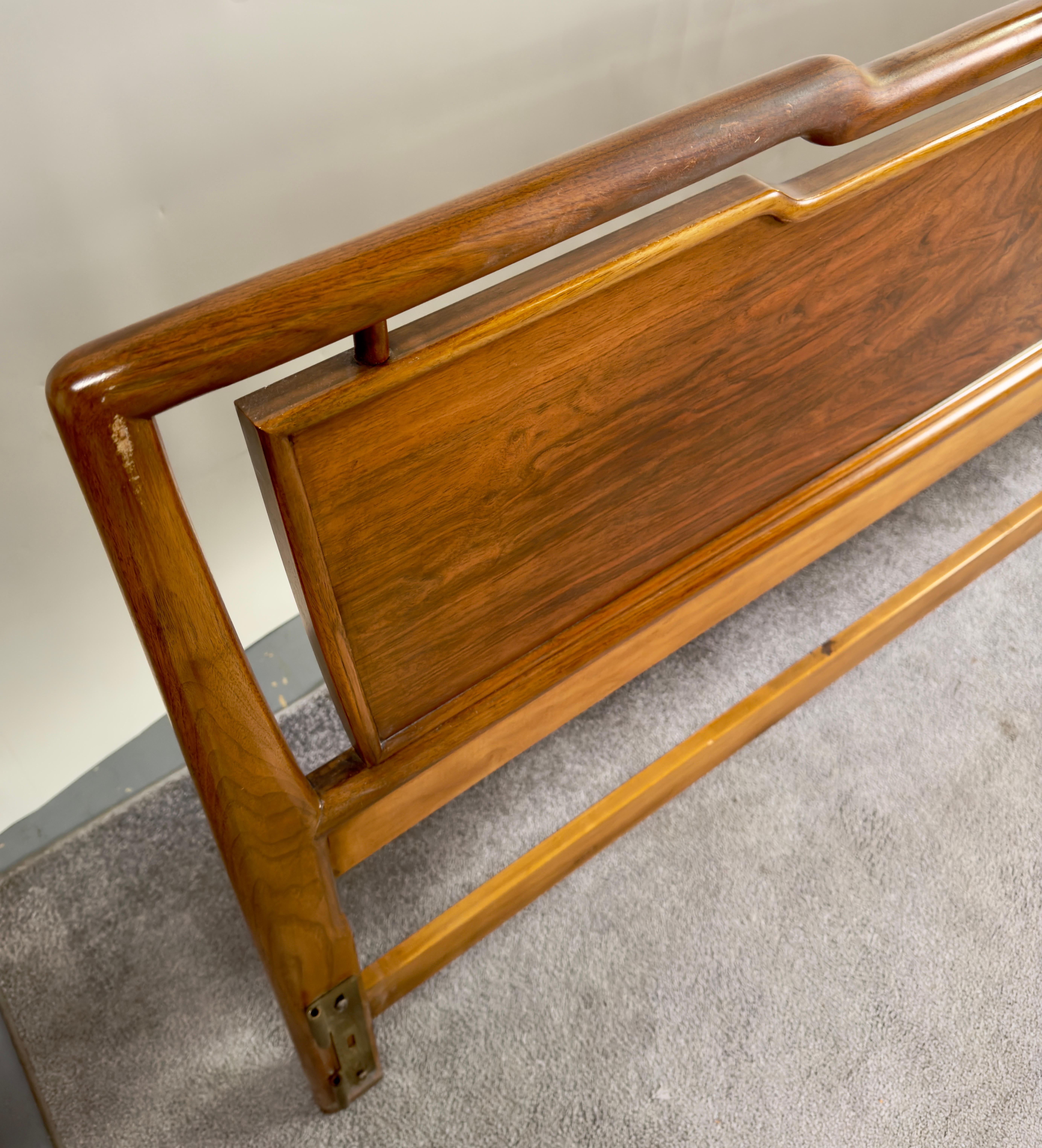American John Widdicomb Mid Century Modern King Size Walnut and Brass Headboard