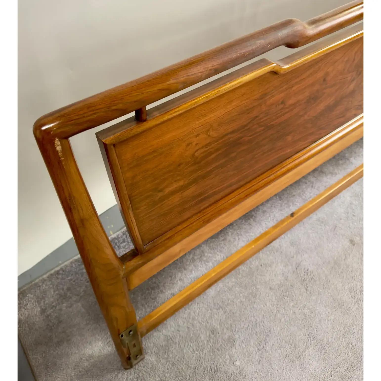 American John Widdicomb Mid Century Modern King Size Walnut and Brass Headboard For Sale