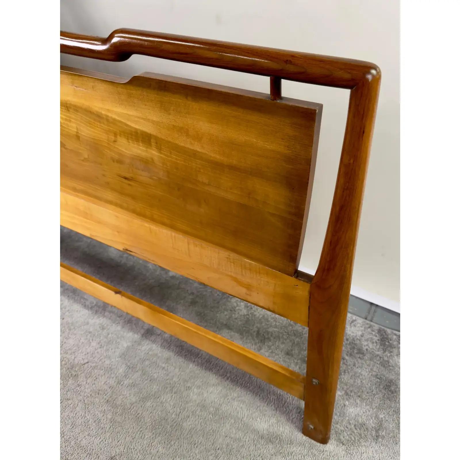 John Widdicomb Mid Century Modern King Size Walnut and Brass Headboard For Sale 1