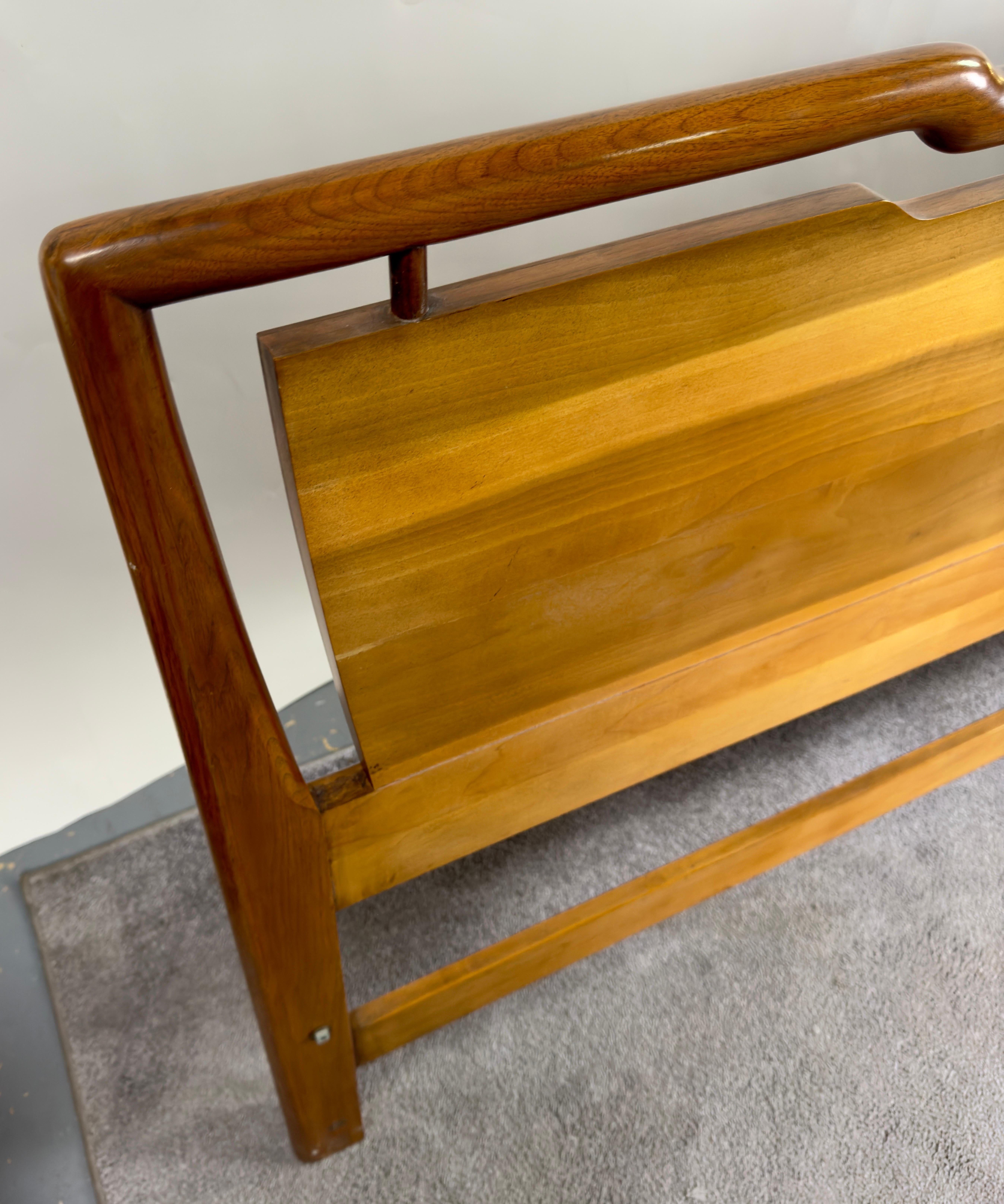John Widdicomb Mid Century Modern King Size Walnut and Brass Headboard 1