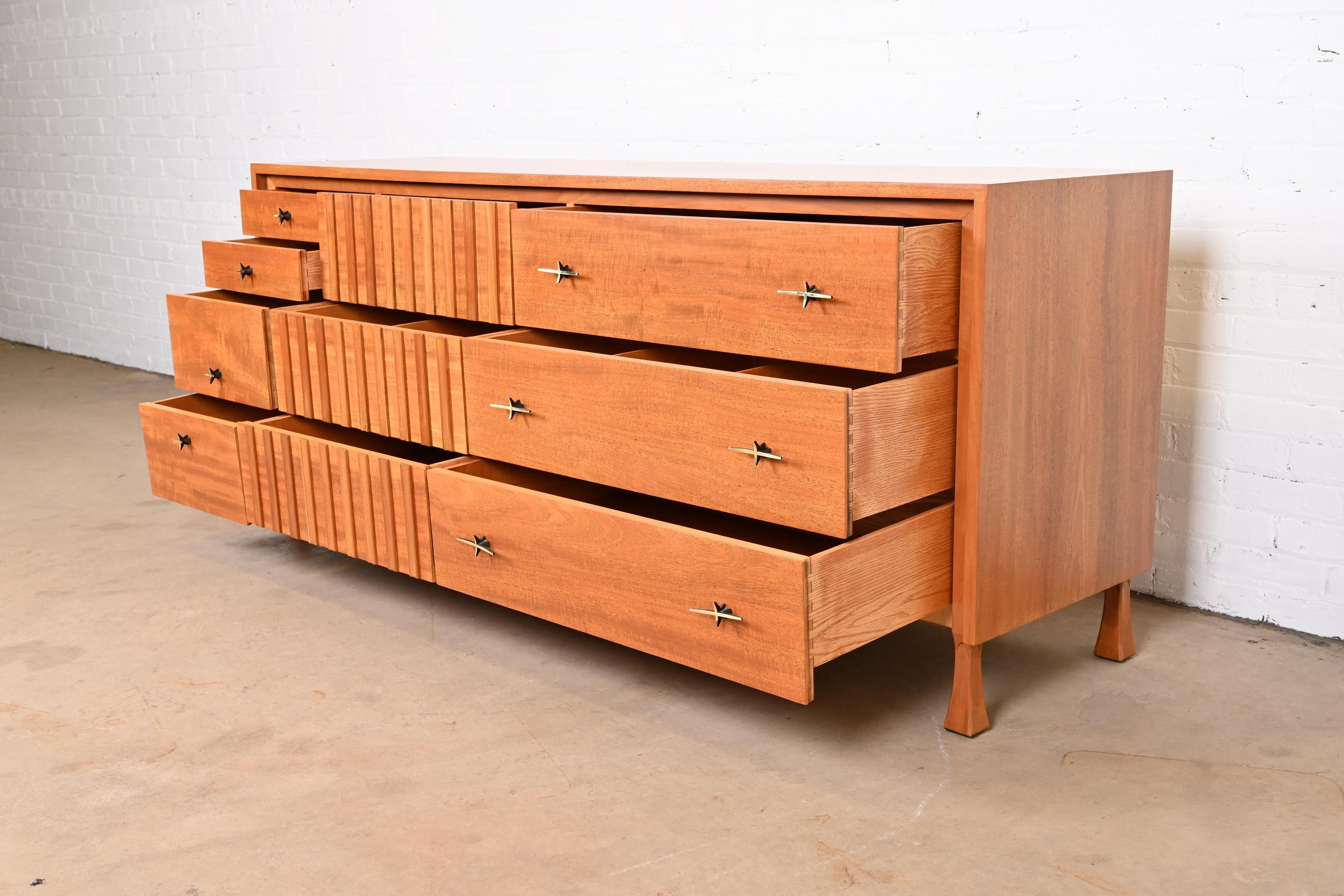 John Widdicomb Mid-Century Modern Mahogany Dresser or Credenza, Newly Refinished 5