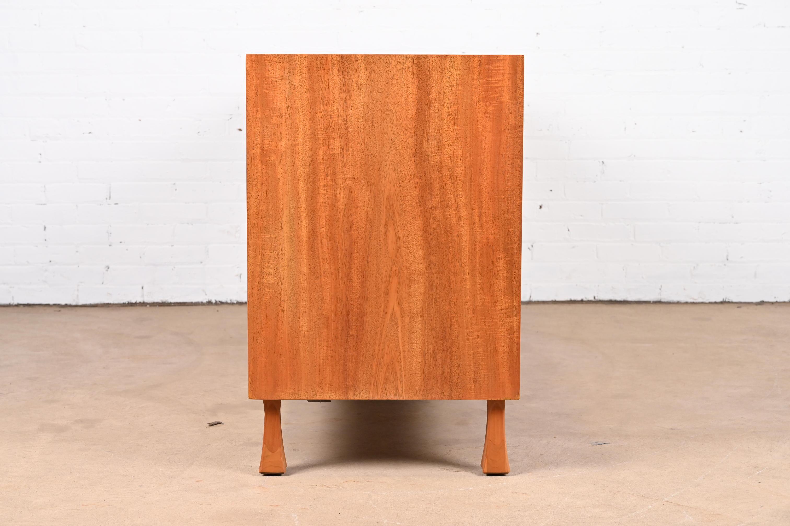 John Widdicomb Mid-Century Modern Mahogany Dresser or Credenza, Newly Refinished 11